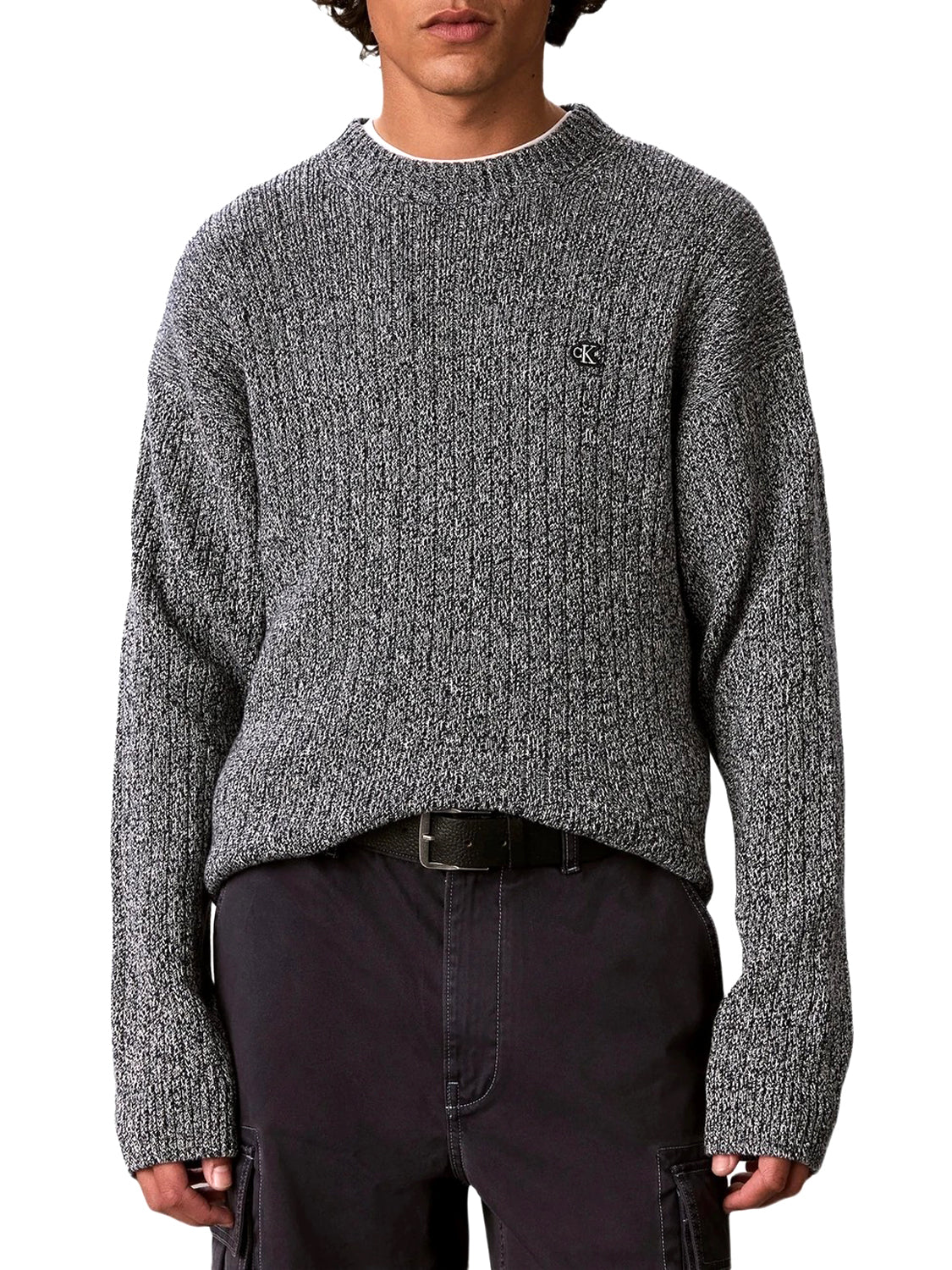 CALVIN2 2USCITA Maglione A Costine In Cotone Calvin Klein - Dark Sapphire Mouline Dark Sapphire Mouline