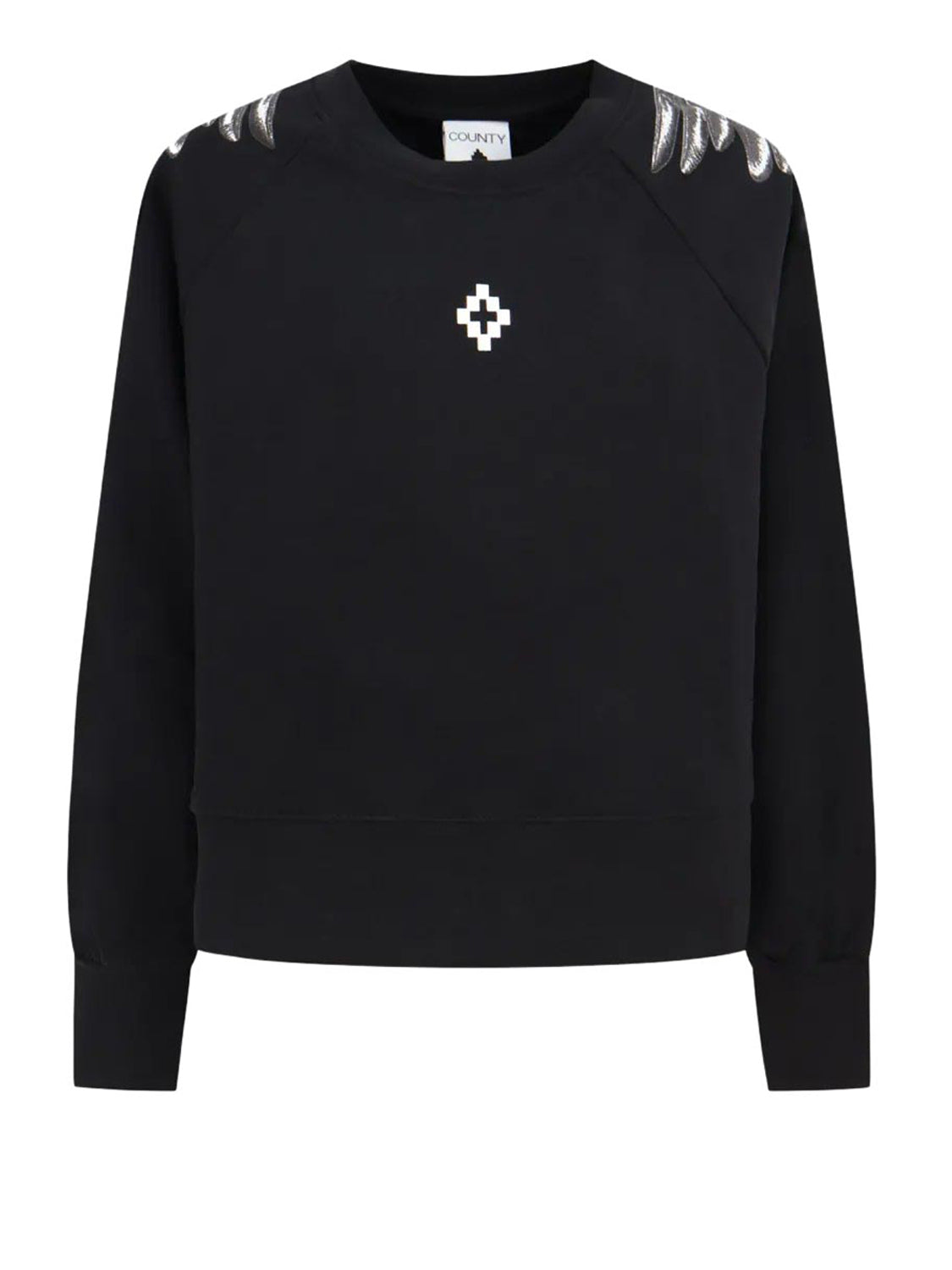 COUNTY OF MILAN Felpa Marcelo Burlon Con Stampa Nero Nero_Wings Bianco/Nero