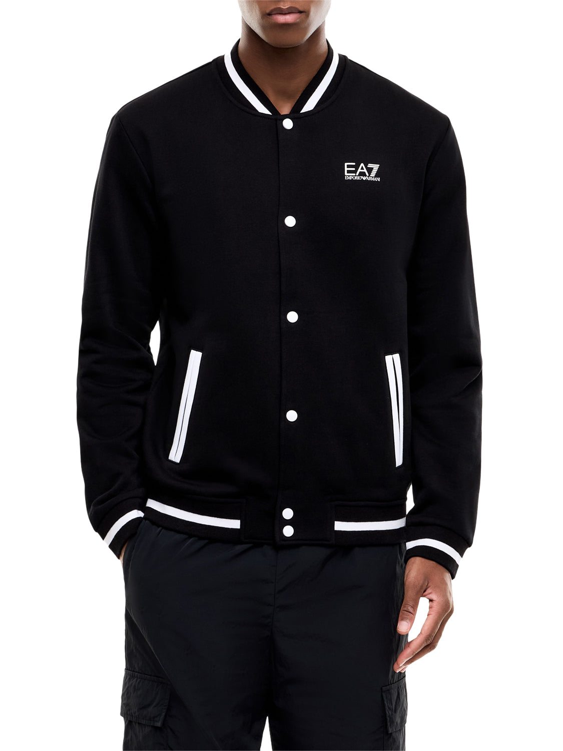 EA7 Ea7 Felpa Core Identity in cotone con collo baseball - Nero BLACK