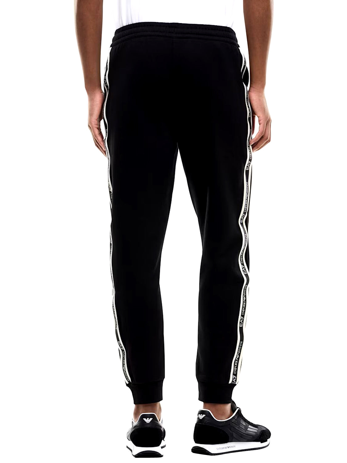 EA7 Pantaloni Logo Series slim con bande laterali EA7 - Nero BLACK