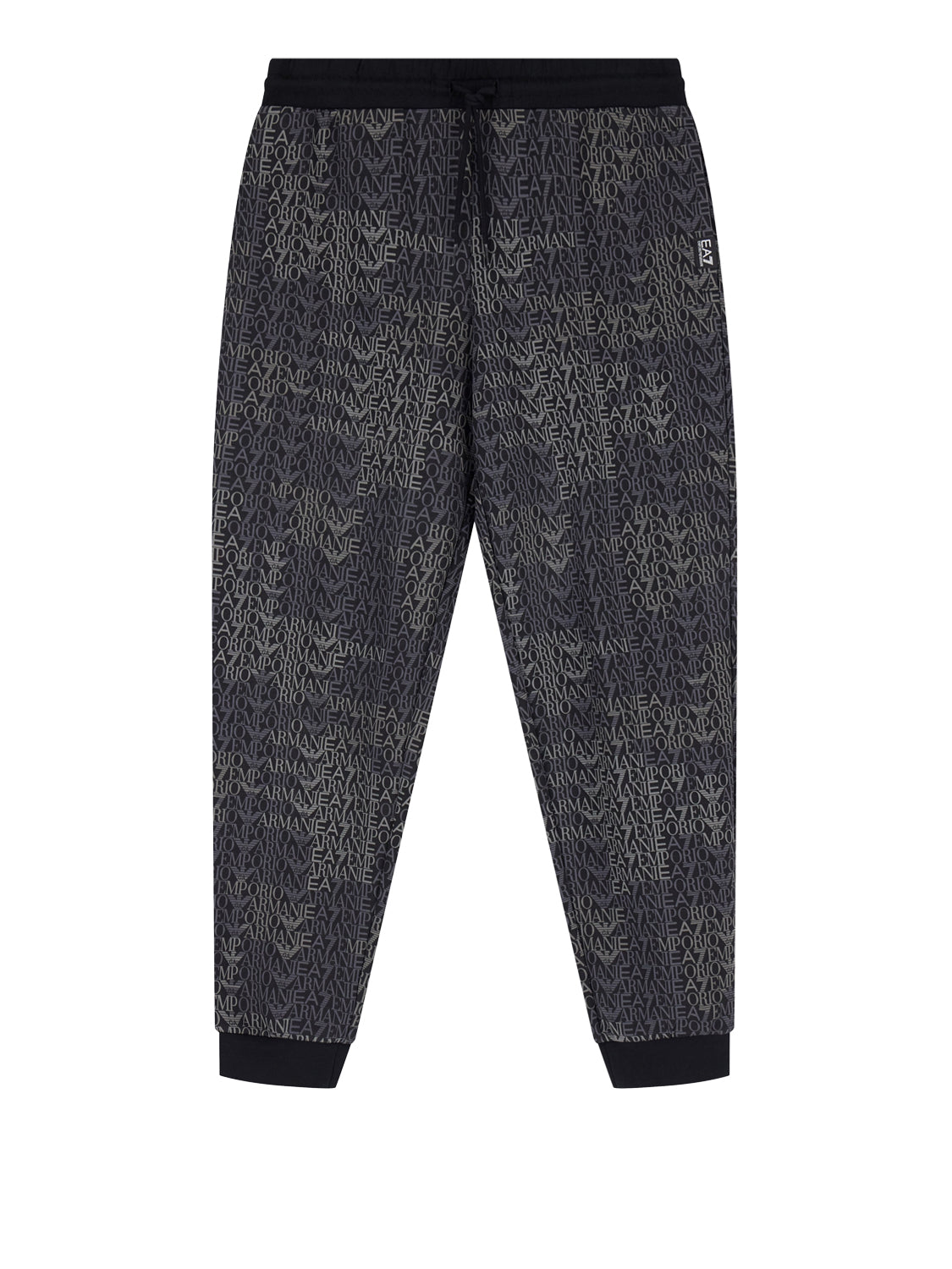 EA7 Pantaloni Tuta jogger logo series misto cotone monogramma - Nero Fancy Black Ea7 Mono