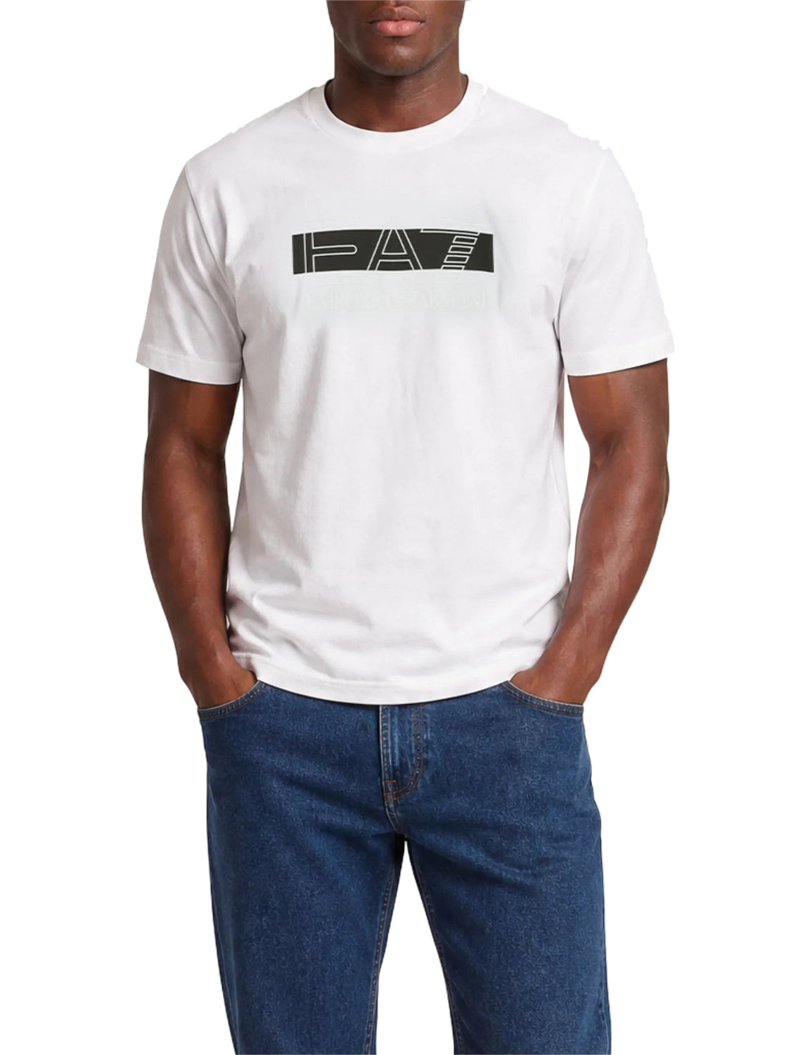 EA7 T-shirt Ea7 Visibility in jersey di cotone - Bianco WHITE/BLACK