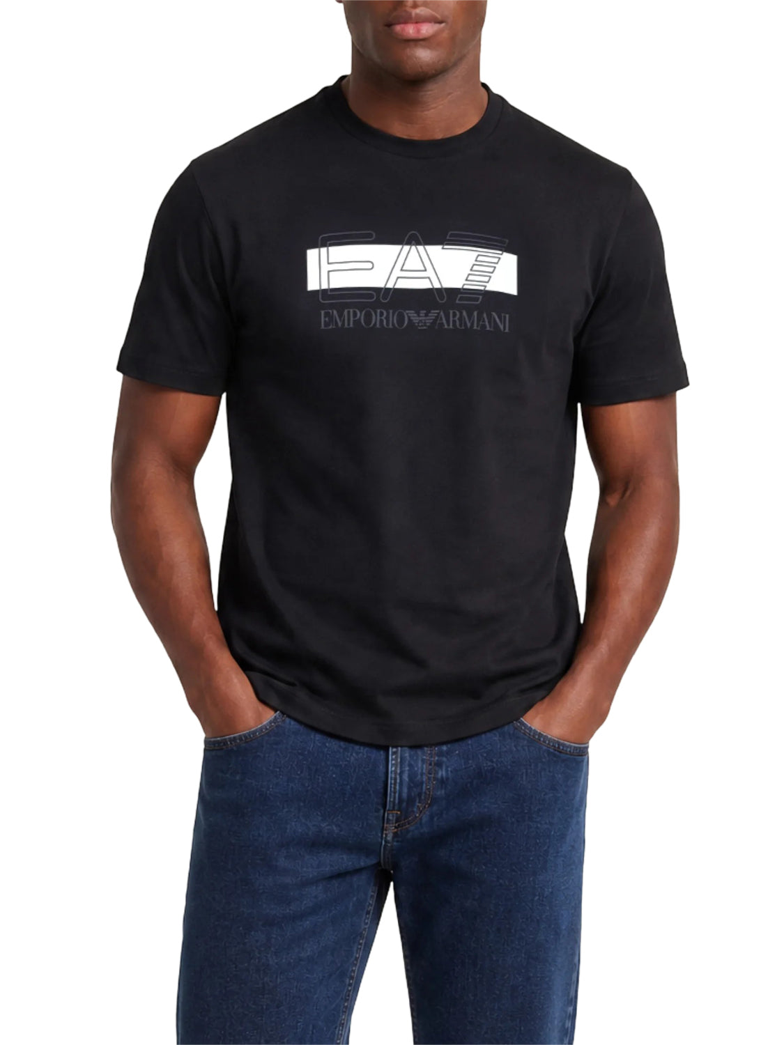 EA7 T-shirt Ea7 Visibility in jersey di cotone - Nero BLACK/WHITE