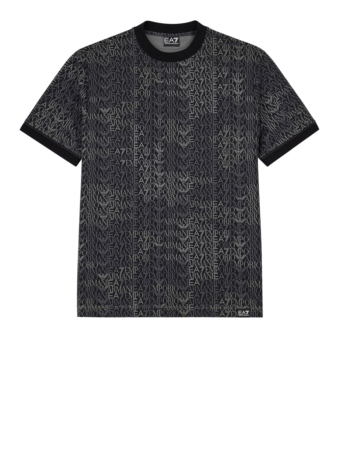 EA7 T-shirt Ea7 Logo Series in jersey di cotone con monogramma - Nero Fancy Black Ea7 Mono