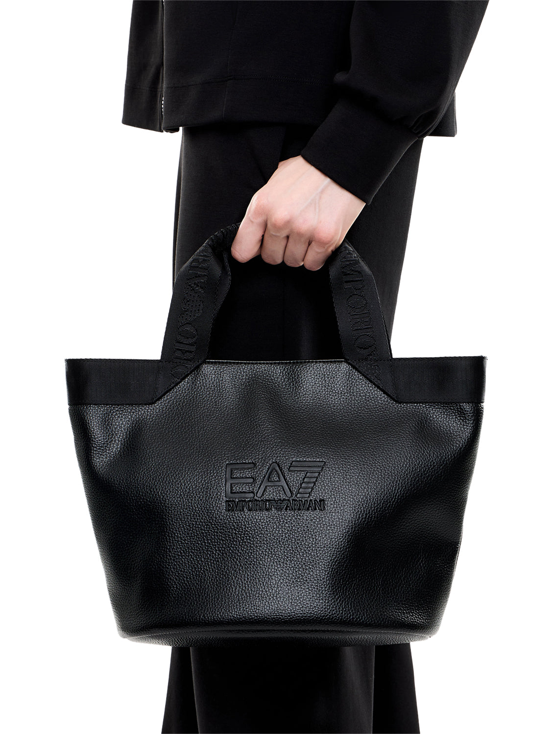 EA7 Shopping Ea7 bag con logo in rilievo e manici logati - Nero BLACK
