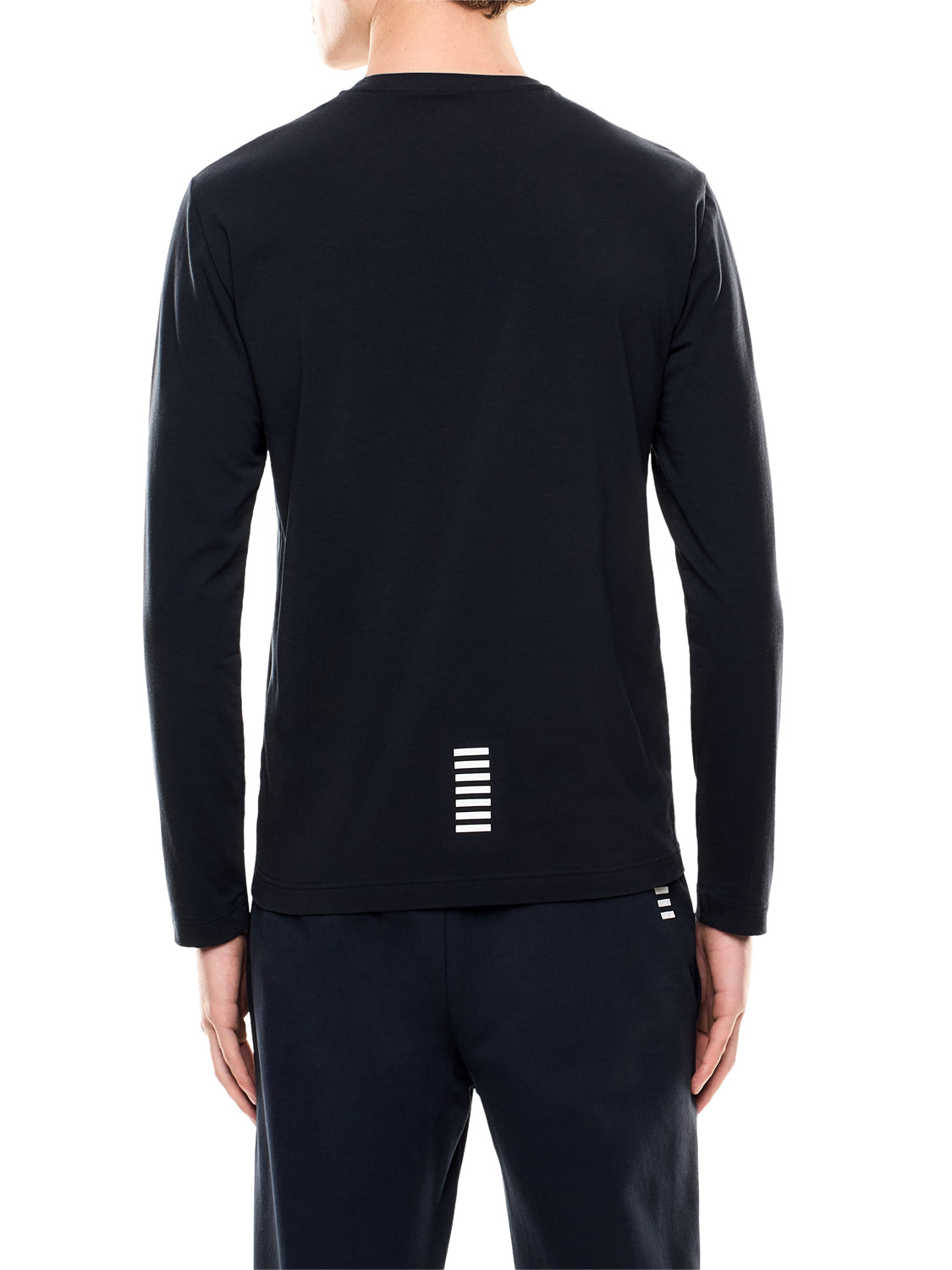 EA7 Ea7 T-shirt Core Identity girocollo a maniche lunghe in cotone - Navy Armani Blue