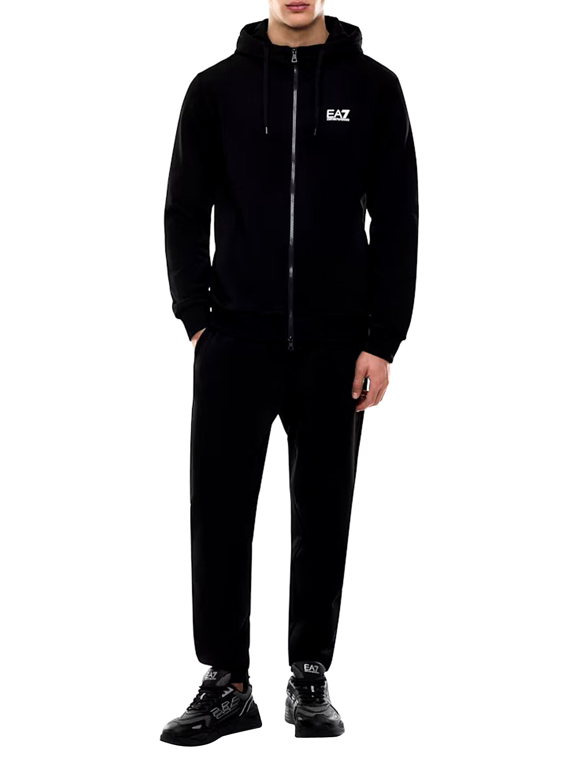EA7 Tuta Con Cotone Con Cappuccio e Zip Core Identity EA7 - Nero BLACK