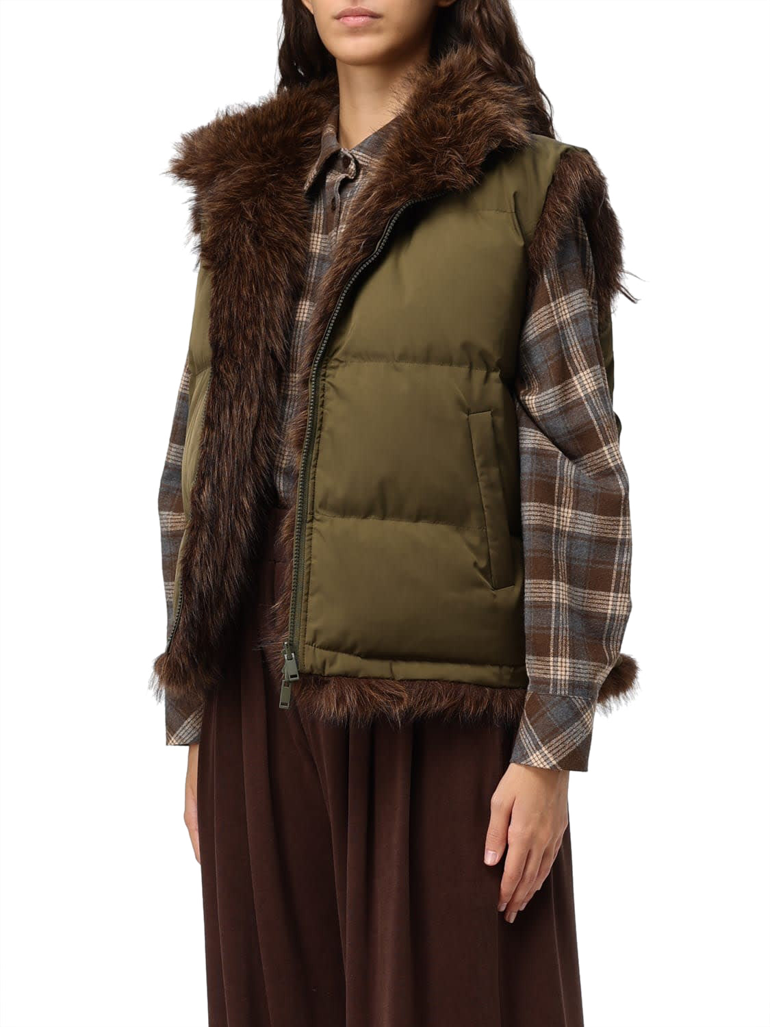 ELEH Gilet Reversibile Eleh - Marrone/Verde Marrone