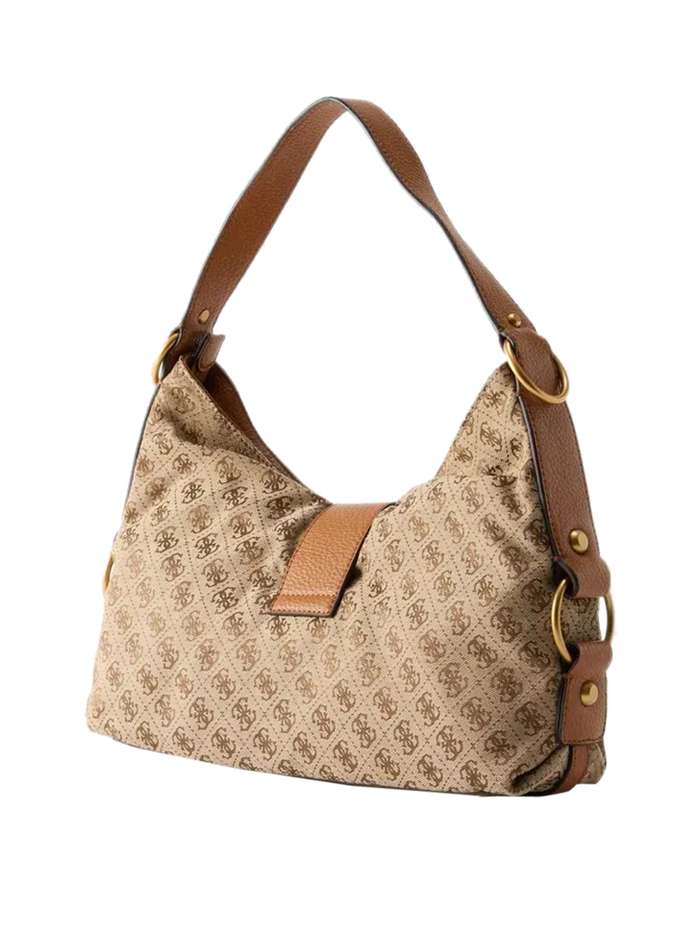 GUESS 1 USCITA Guess Borsa A Tracolla Camden - Beige Latte Logo/Cognac