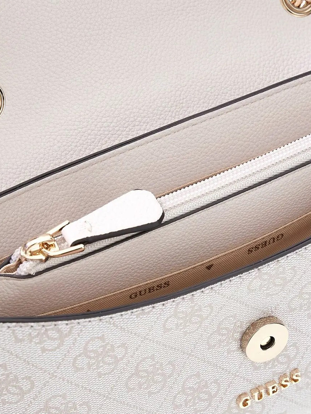 GUESS 1 USCITA Guess Borsa A Mano Lindsey - Beige Bone Logo