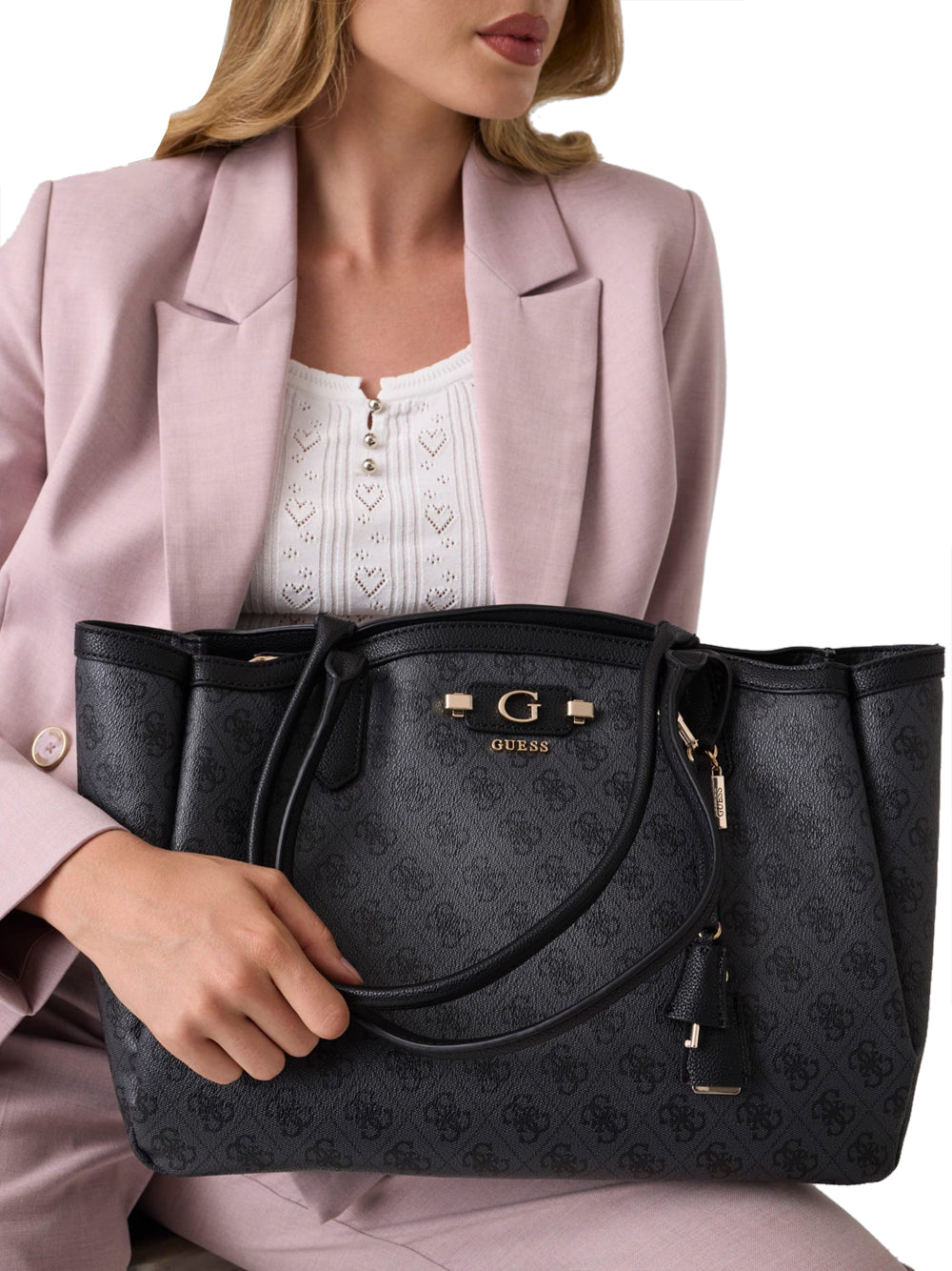 GUESS 1 USCITA Borsa A Mano Lindsey Tote - Coal Coal Logo