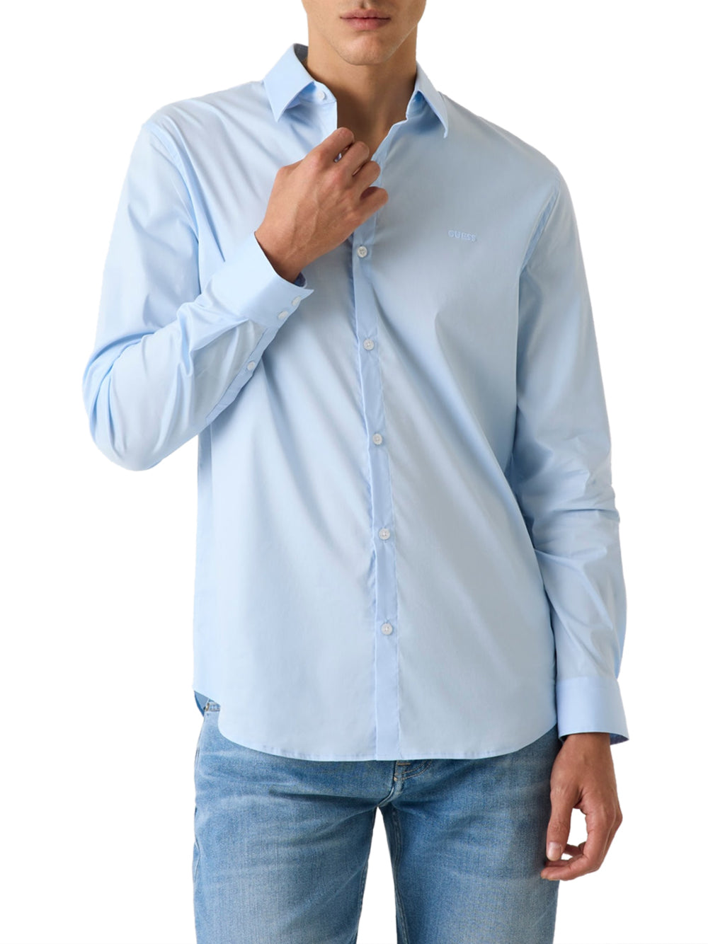 GUESS 1 USCITA Guess Camicia In Tinta Unita Slim Fit - Azzurro Airway Blue