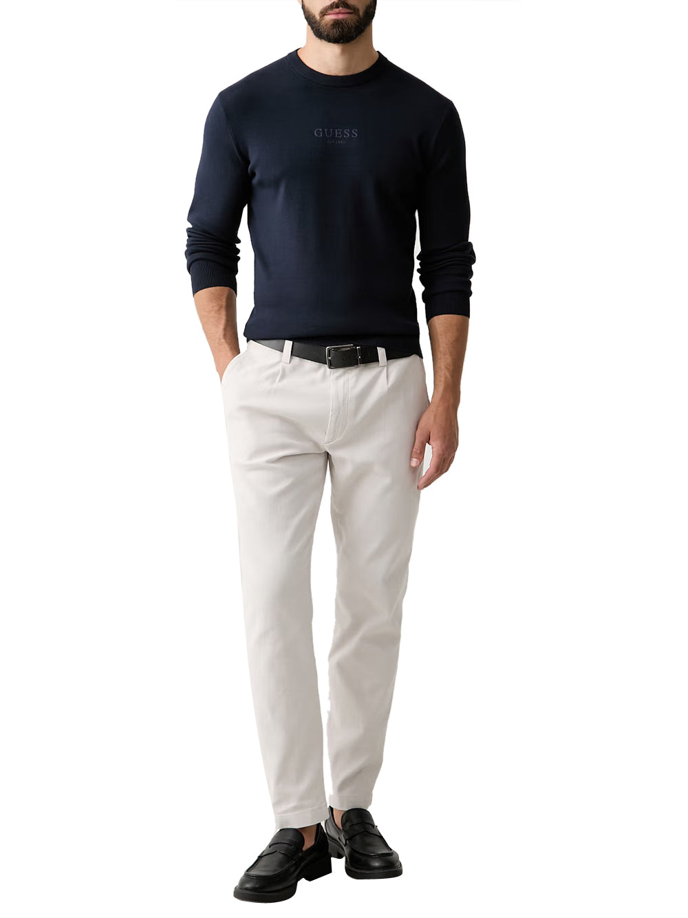 GUESS 1 USCITA Guess Maglione Logo Frontale - Navy Smart blue