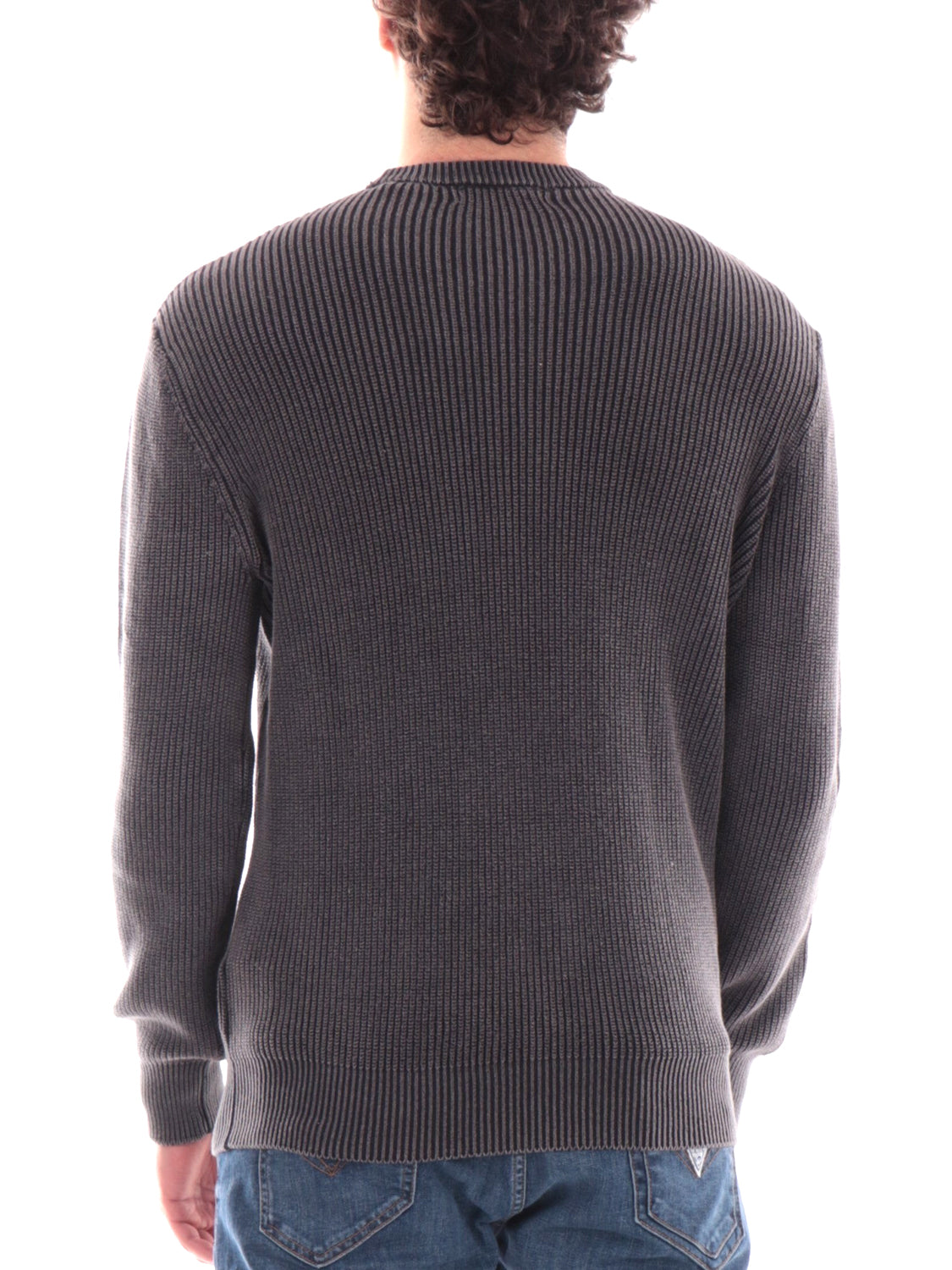GUESS 1 USCITA Maglione Guess Manny Cn English Rib Washed Sw - Nero/Grigio Nero/grigio