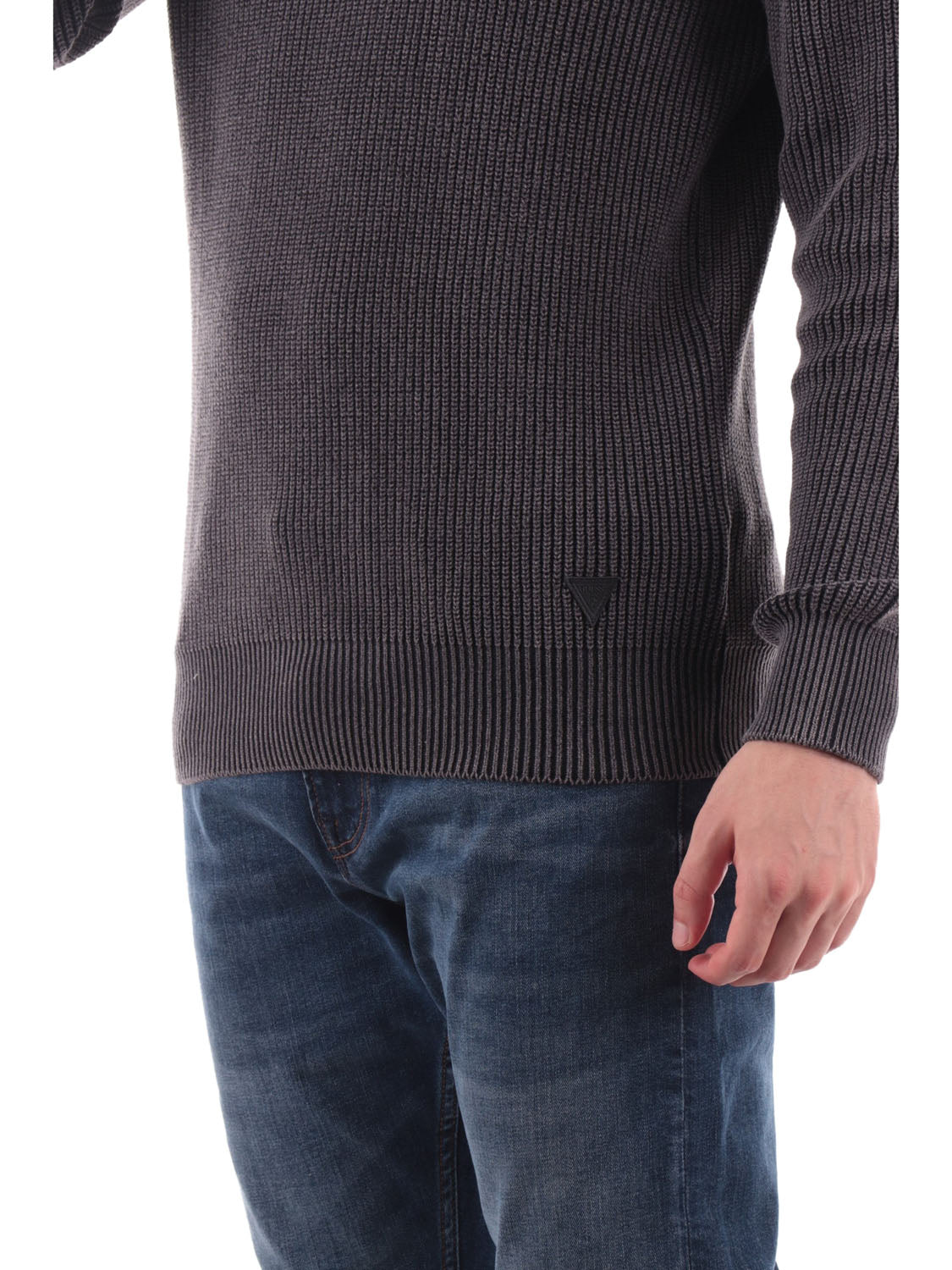 GUESS 1 USCITA Maglione Guess Manny Cn English Rib Washed Sw - Nero/Grigio Nero/grigio