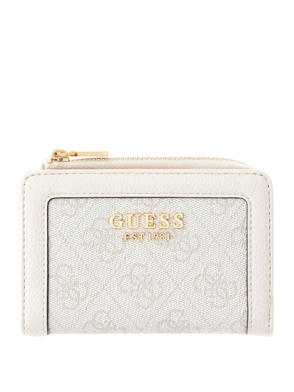 GUESS 1 USCITA Guess Portafoglio Lindsey Slg Zip Arnd Card Case - Bone Bone Logo