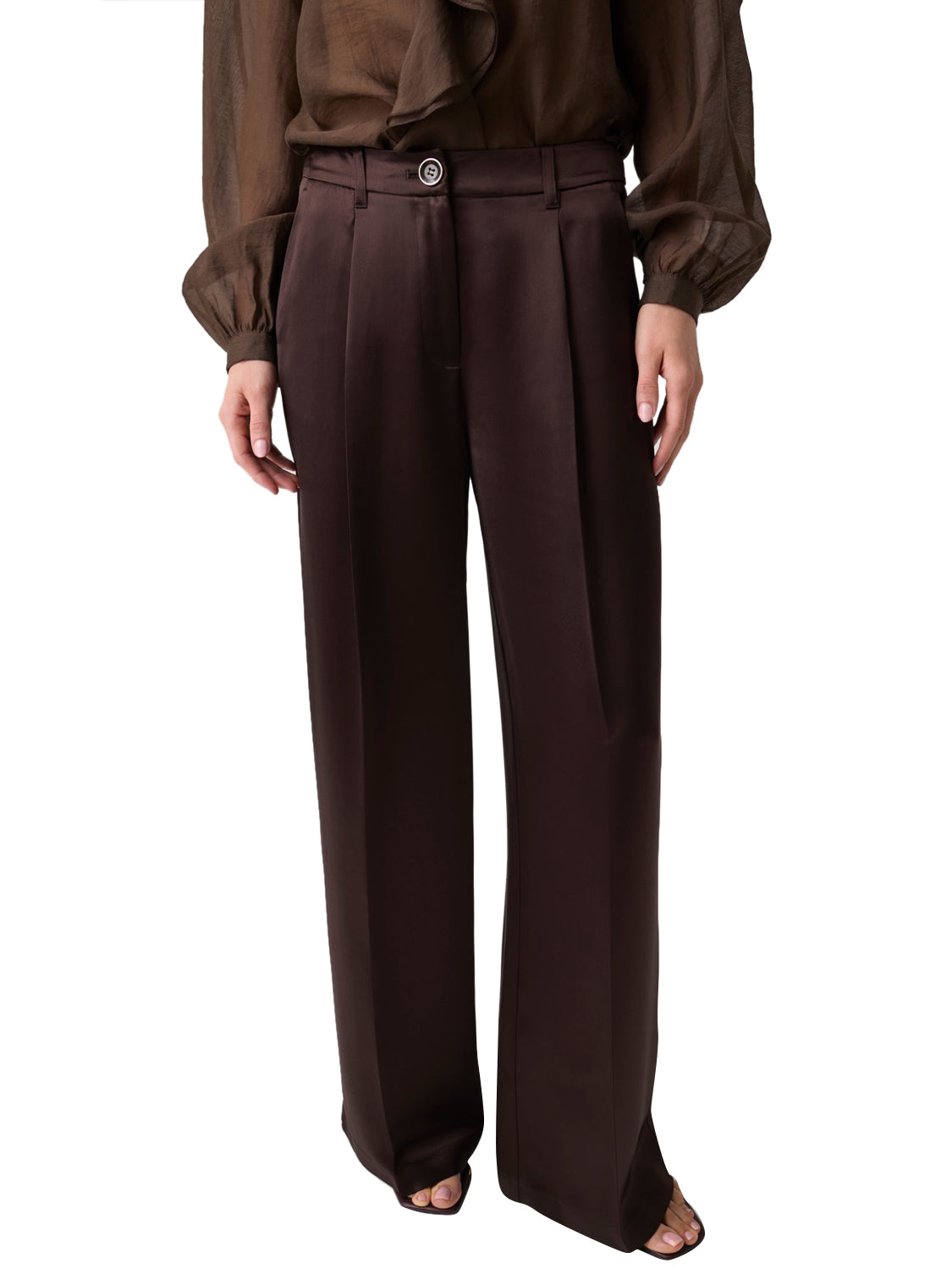 GUESS 1 USCITA Guess Pantalone Palazzo Flora Marrone Scuro Chocco Brown