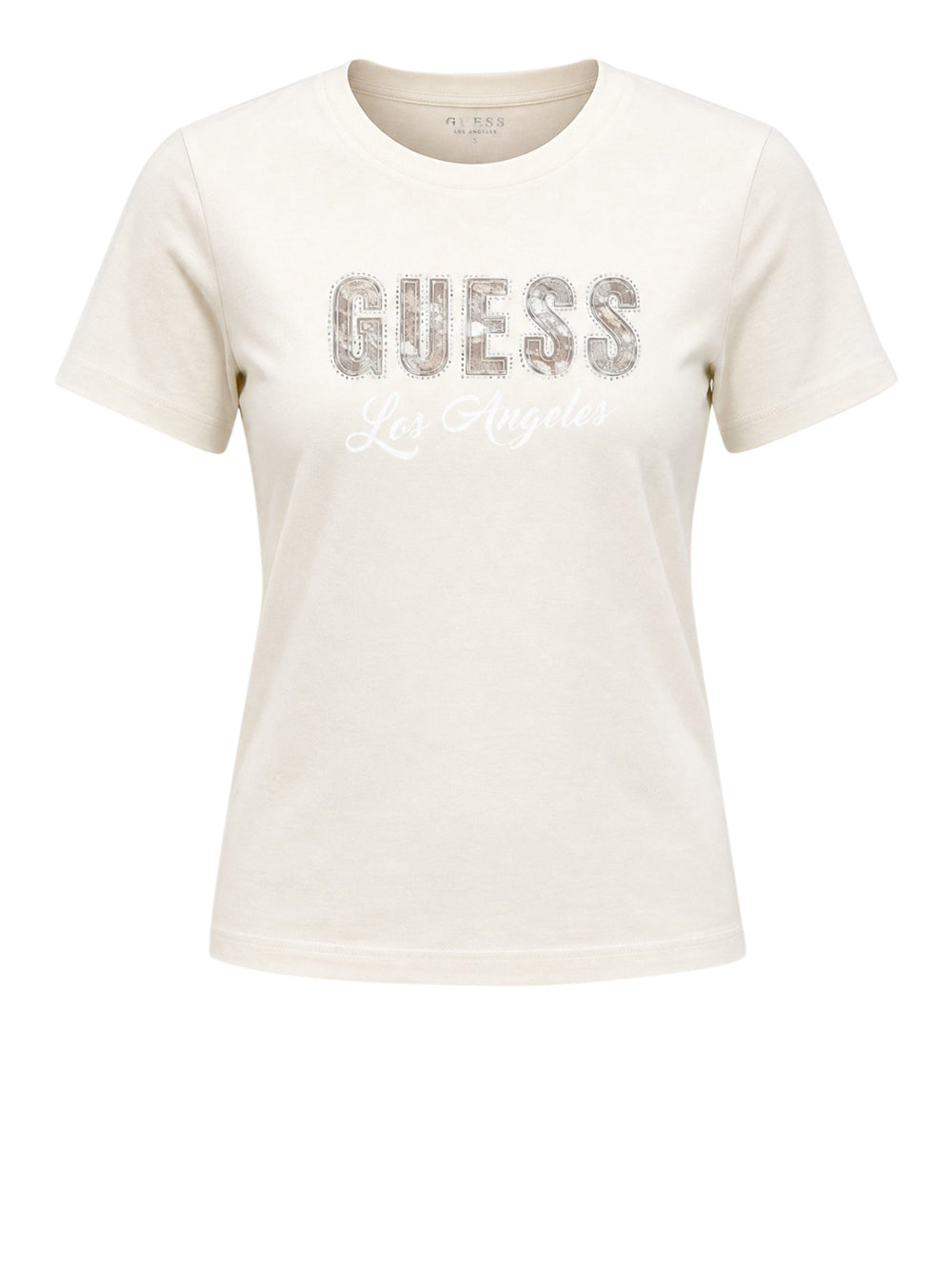 GUESS 1 USCITA Guess T-Shirt Snake Script Rhinestone - Cream White Cream white