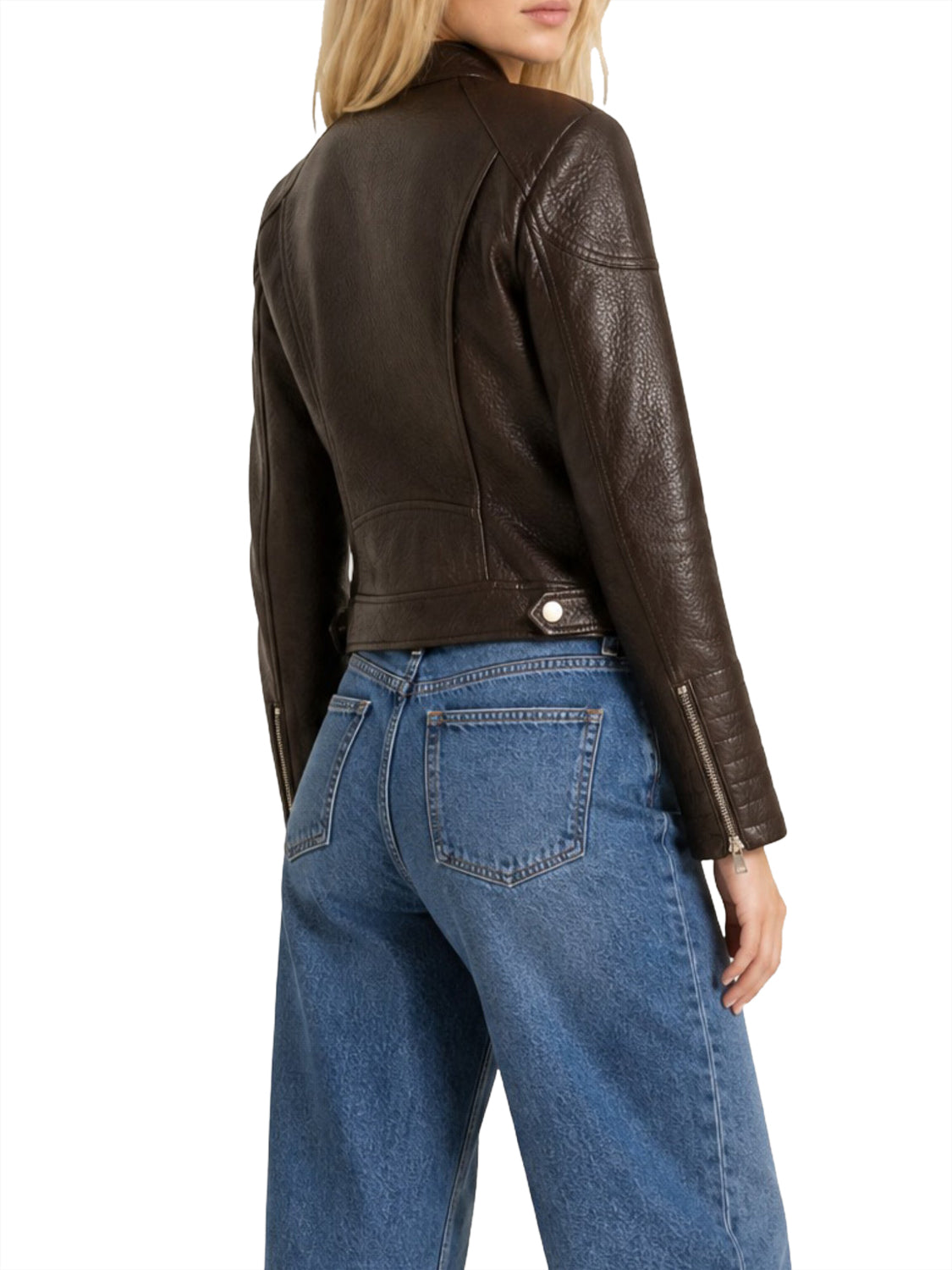 GUESS 1 USCITA Guess Giubbino In Pelle Marlene Caribou Moto - Marrone Chocco Brown