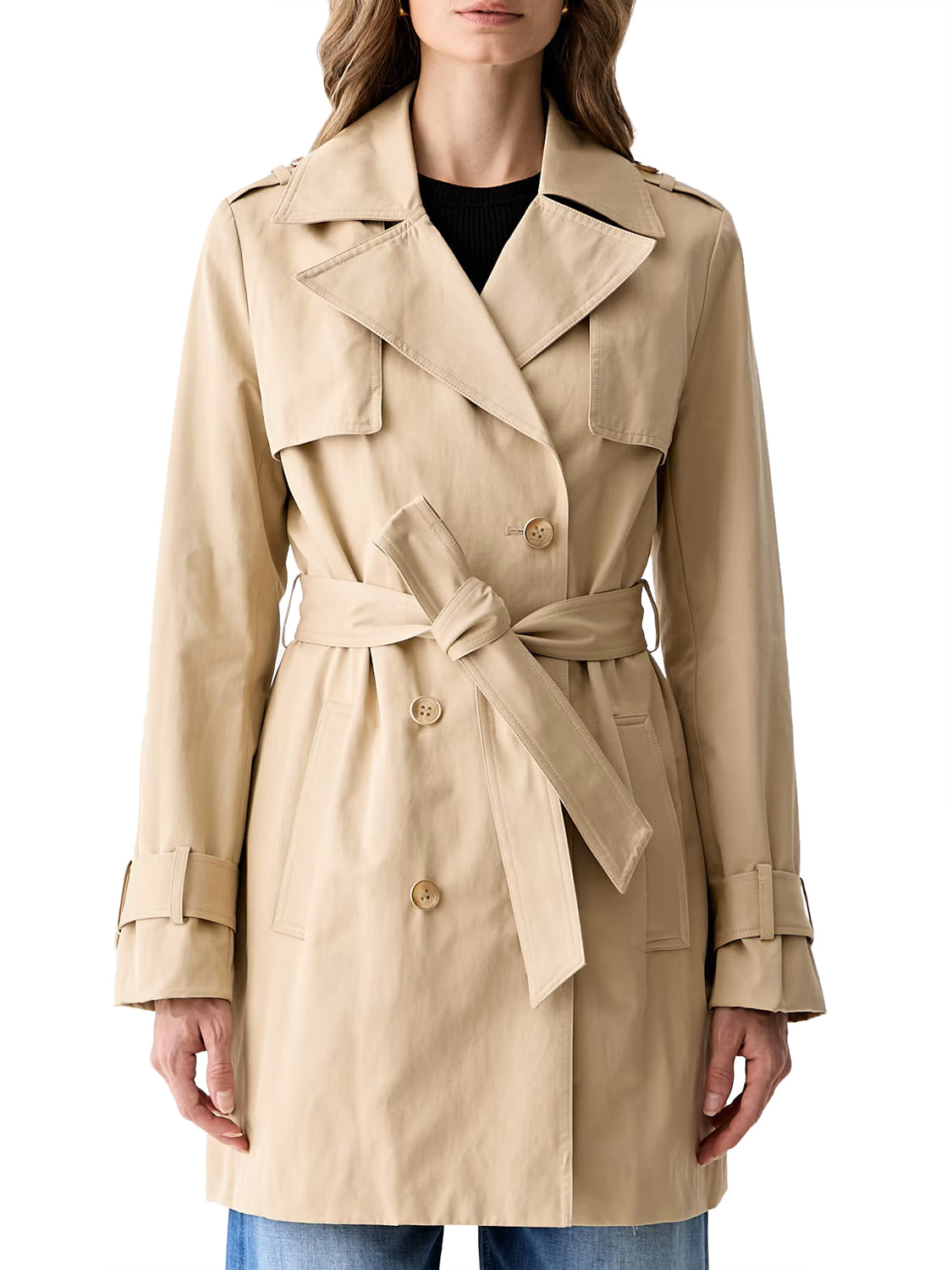 GUESS 1 USCITA Guess Trench Juliane Double Collar - Biege Safari Tan