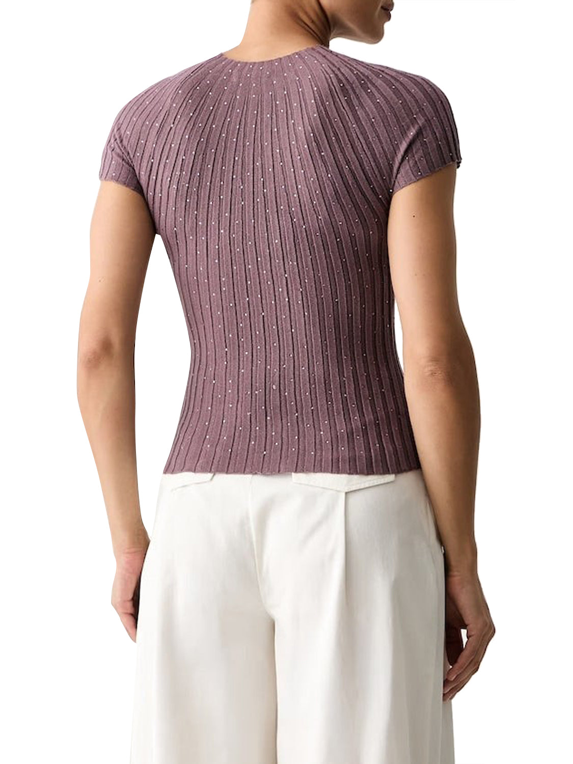 GUESS 1 USCITA T-Shiert Guess Ss Sheer Yoke Cn Perilla Ribbe - Viola Viola