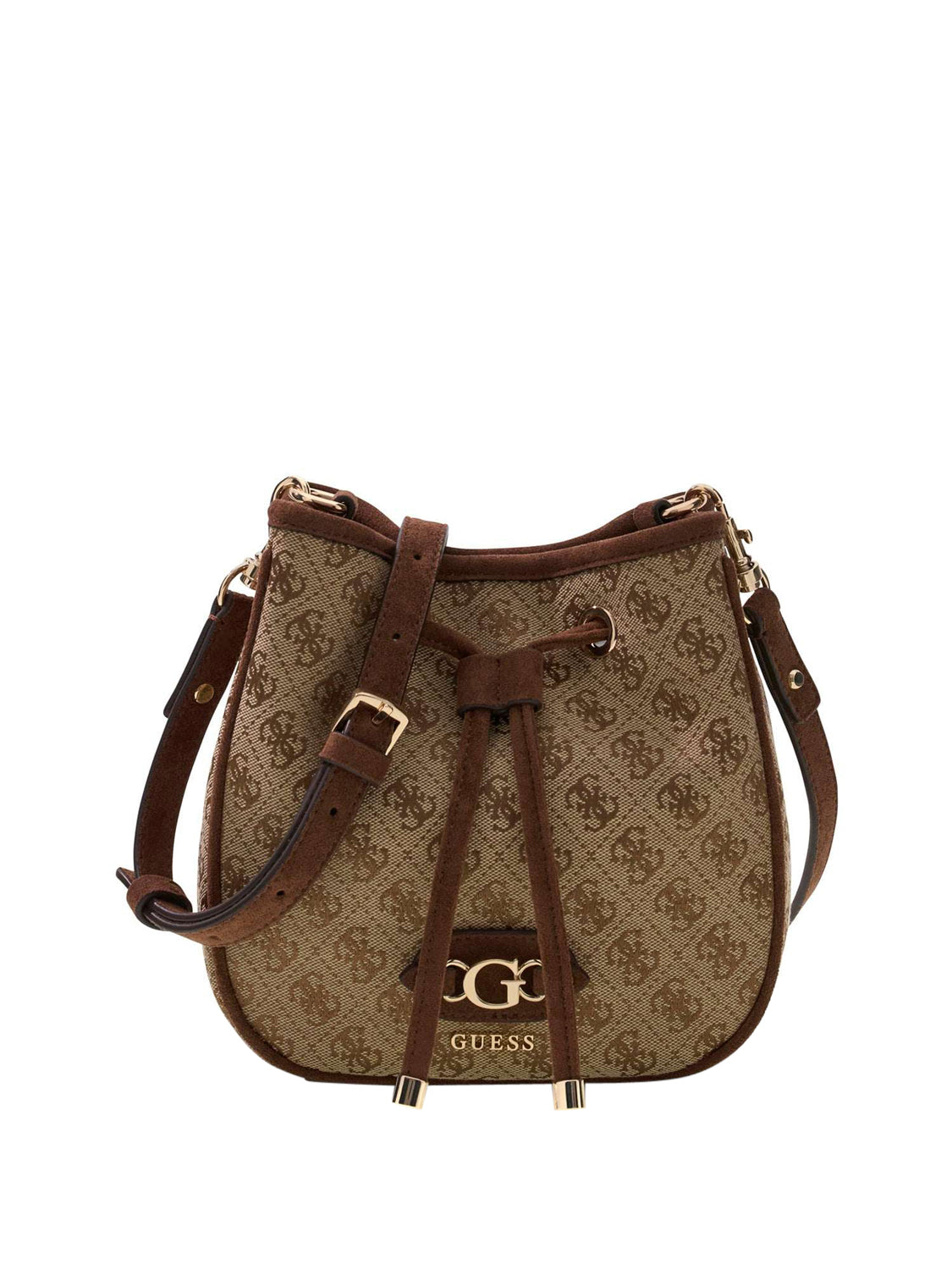 GUESS 2 USCITA Borsa A Mano Samantha Mini Drwstrn Bucket Guess - Muti Latte Logo/Brown