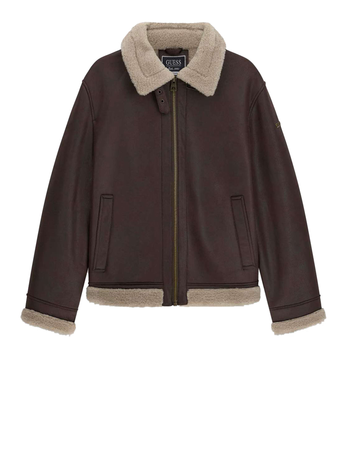 Guess Giacca Guess Shearling Marrone Pure Coffee
