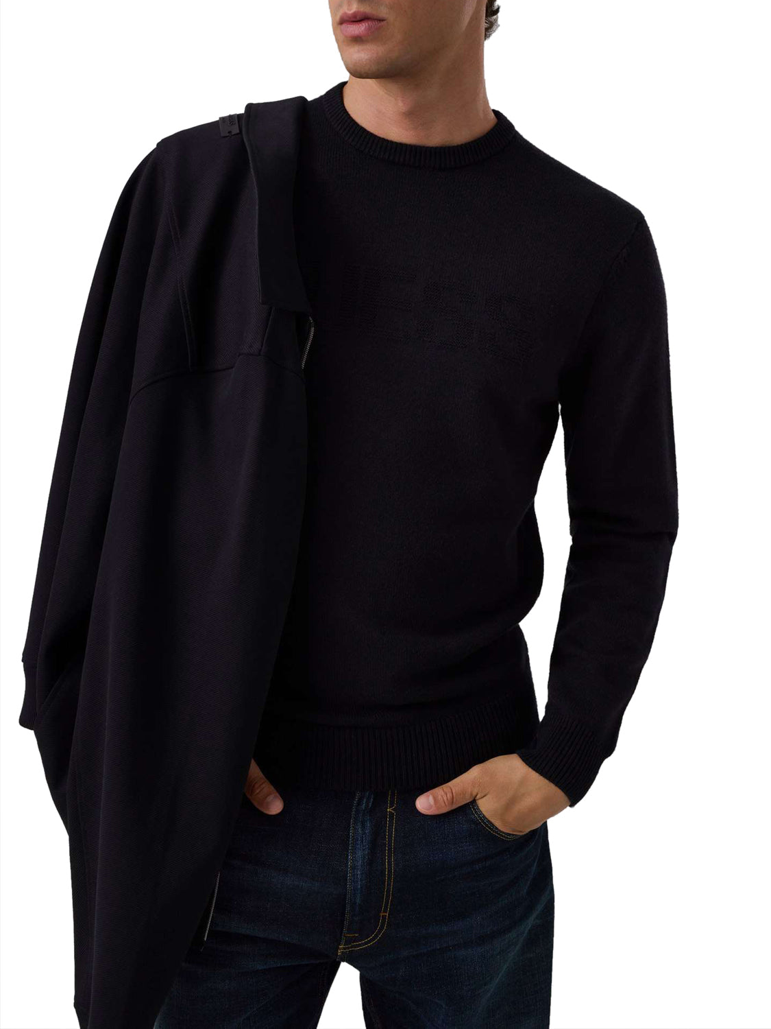 GUESS 2 USCITA Guess Felpa Noburo Cn Logo Reverse Ls - Nero Jet Black A996