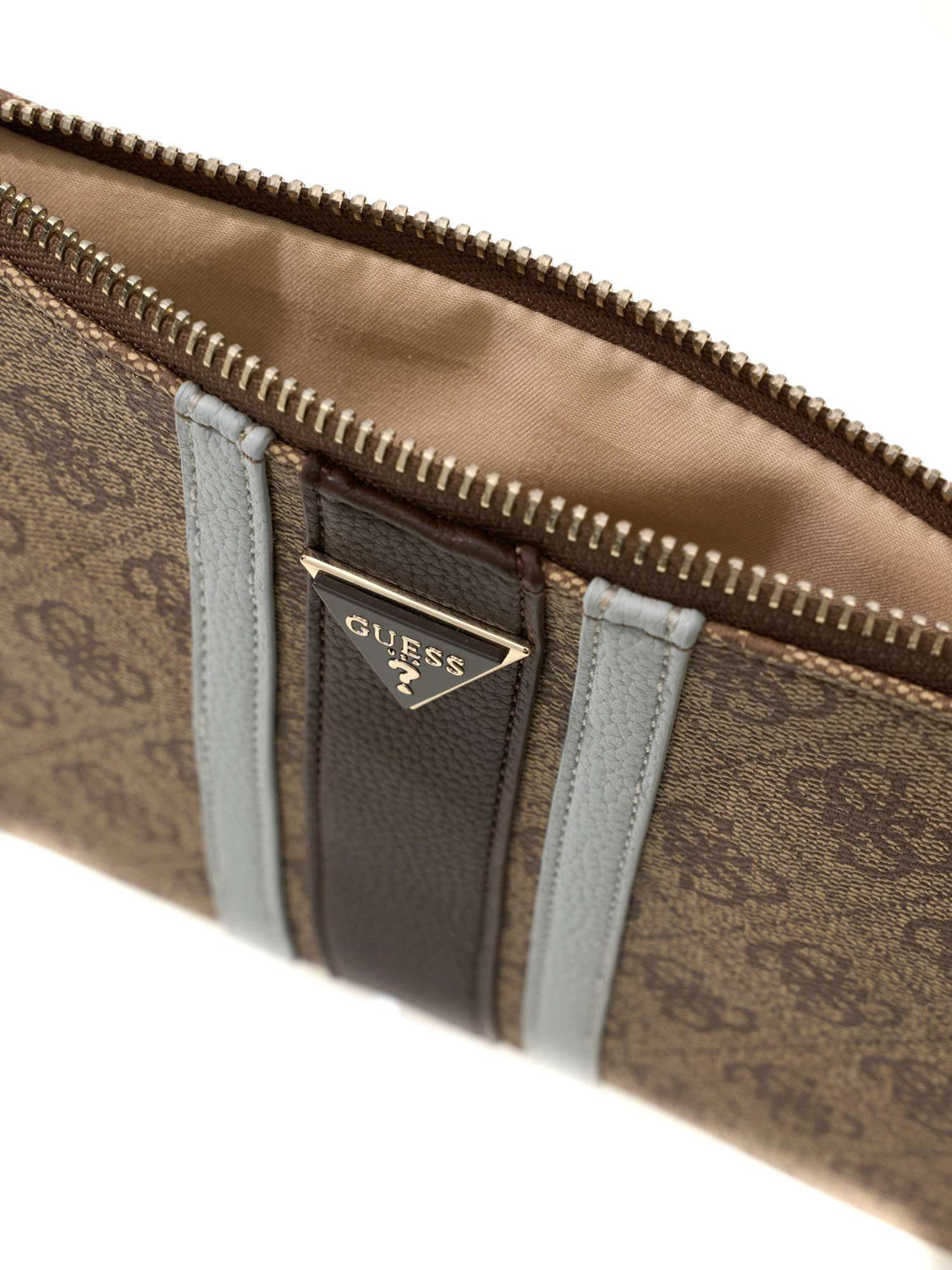 GUESS 2 USCITA Pochette Guess Noelle Ii Flat Pouch Brown Latte Logo/Brown
