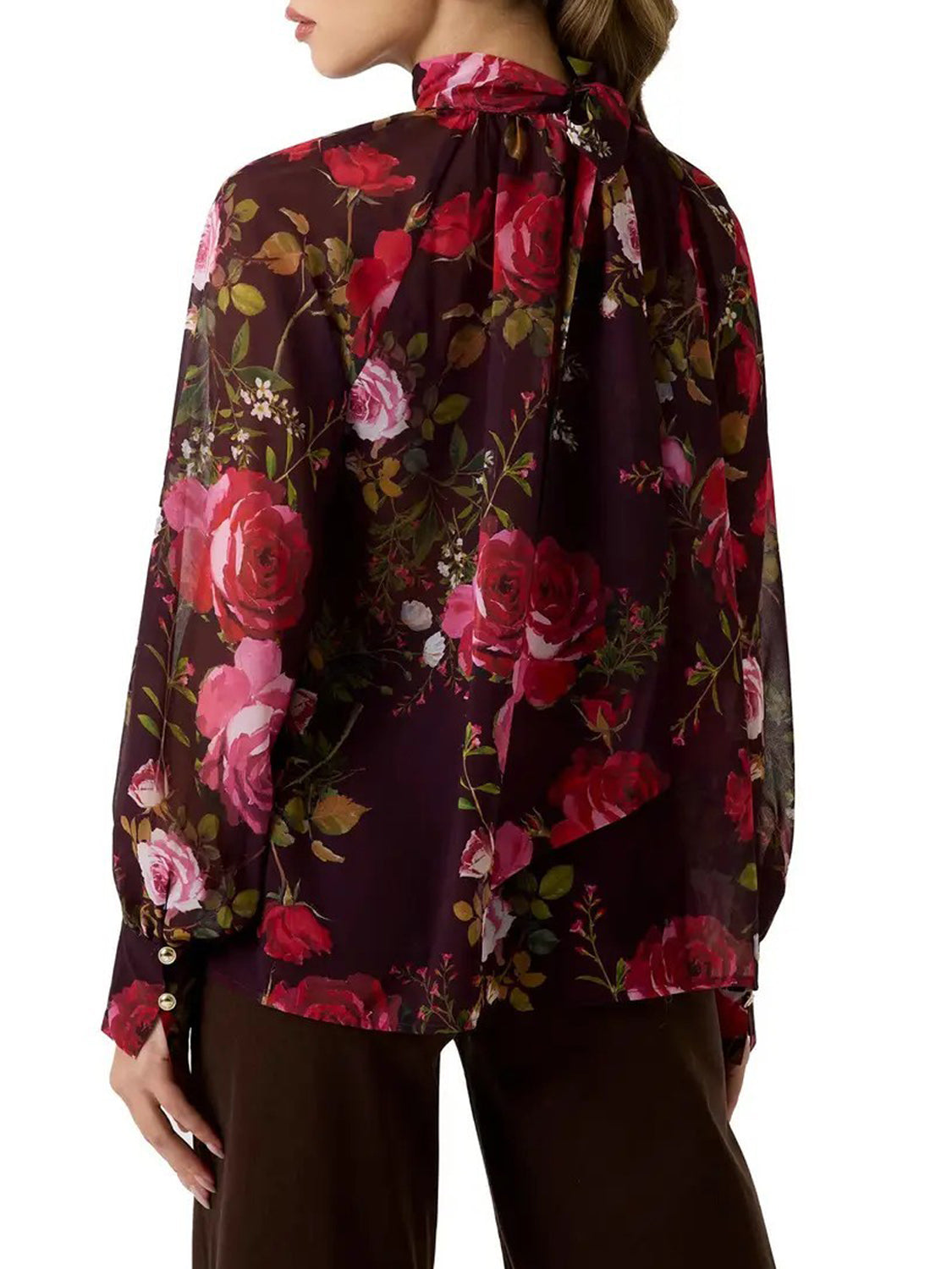 Guess Blusa Ls Audrine Bow Guess - Tapestry Pink Bouque Tapestry Pink Bouque