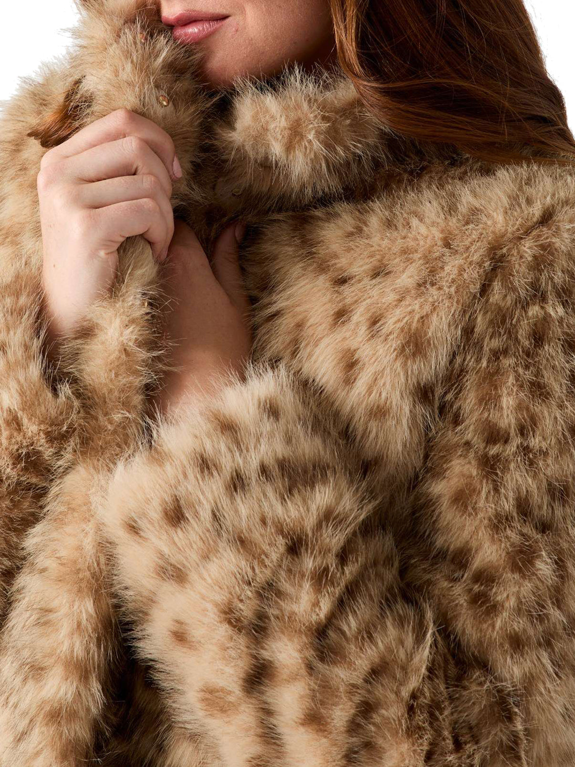Guess Giacca New Luna Faux Animalier Lynx Spot Fur Print