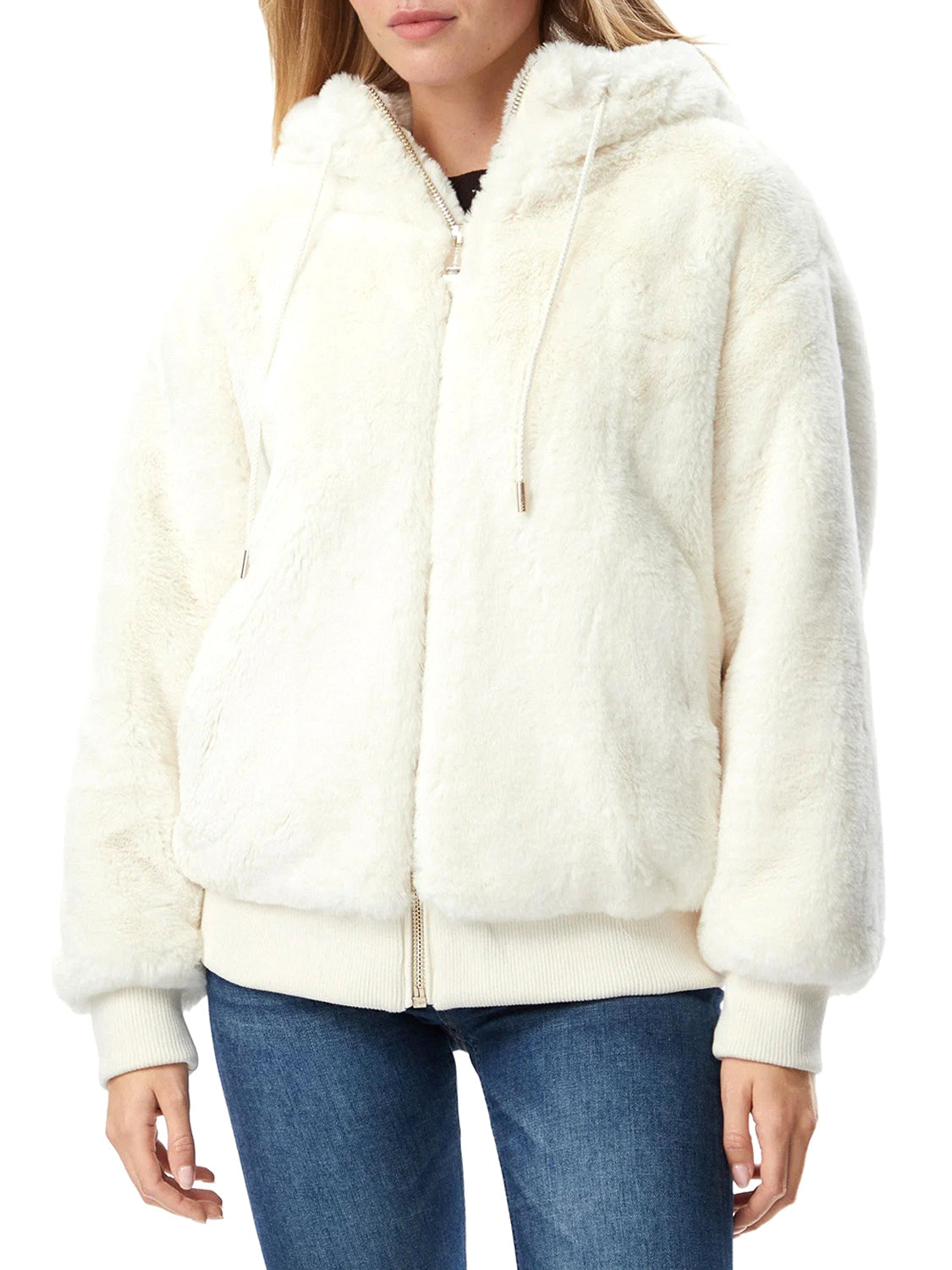 GUESS 2 USCITA Giacca New Lucrezia Faux Fur Logo Jac Guess - Bianco Crema Cream white