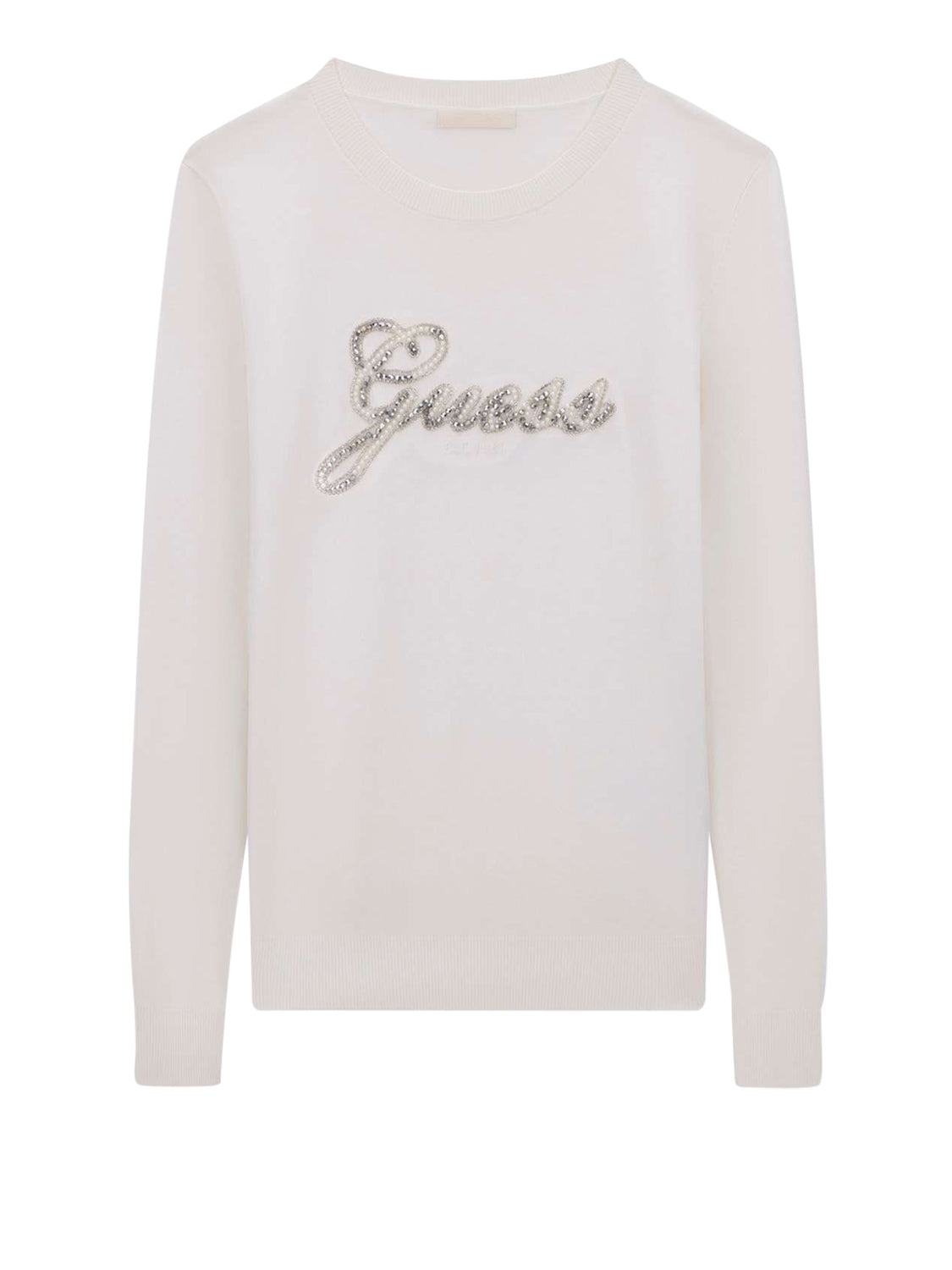 GUESS 2 USCITA Guess T-Shirt Ls Cn Georgia Logo Swtr - Bianco Cream white