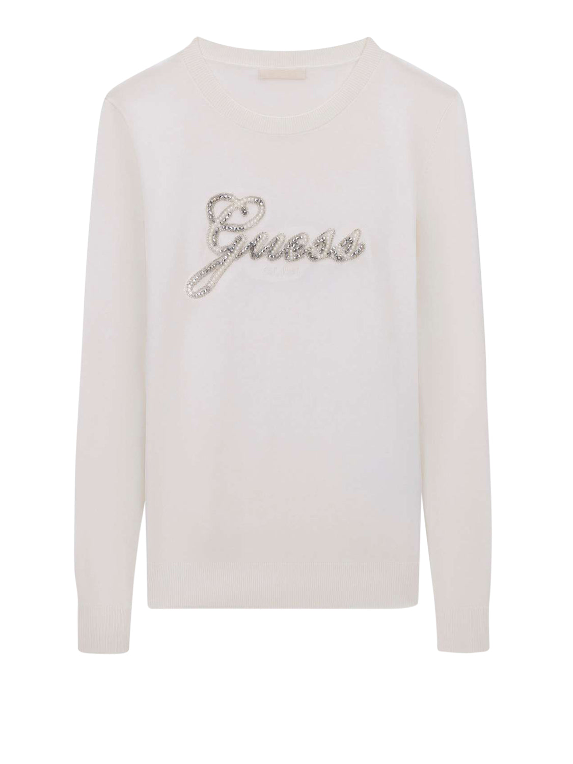 GUESS 2 USCITA Guess T-Shirt Ls Cn Georgia Logo Swtr - Bianco Cream white