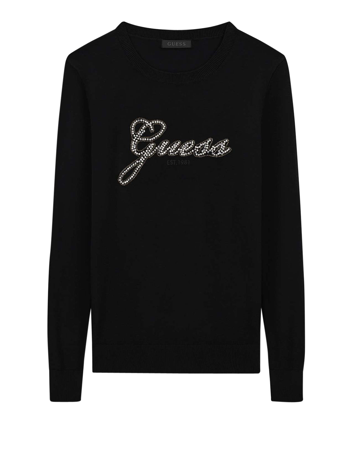 GUESS 2 USCITA T-Shirt Guess Ls Cn Georgia Logo Swtr - Nero Jet Black A996