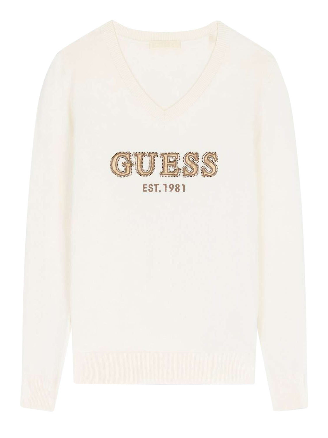 GUESS 2 USCITA Guess Felpa Ls Vn Hannah Logo Swtr - Bianco Cream white