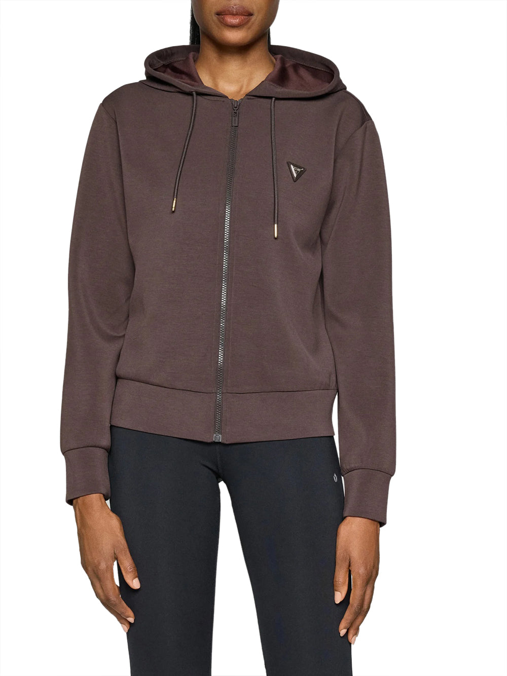 GUESS ATHLEISURE 1 USCITA Guess Felpa Zip Olympe - Coffee Coffee Roast