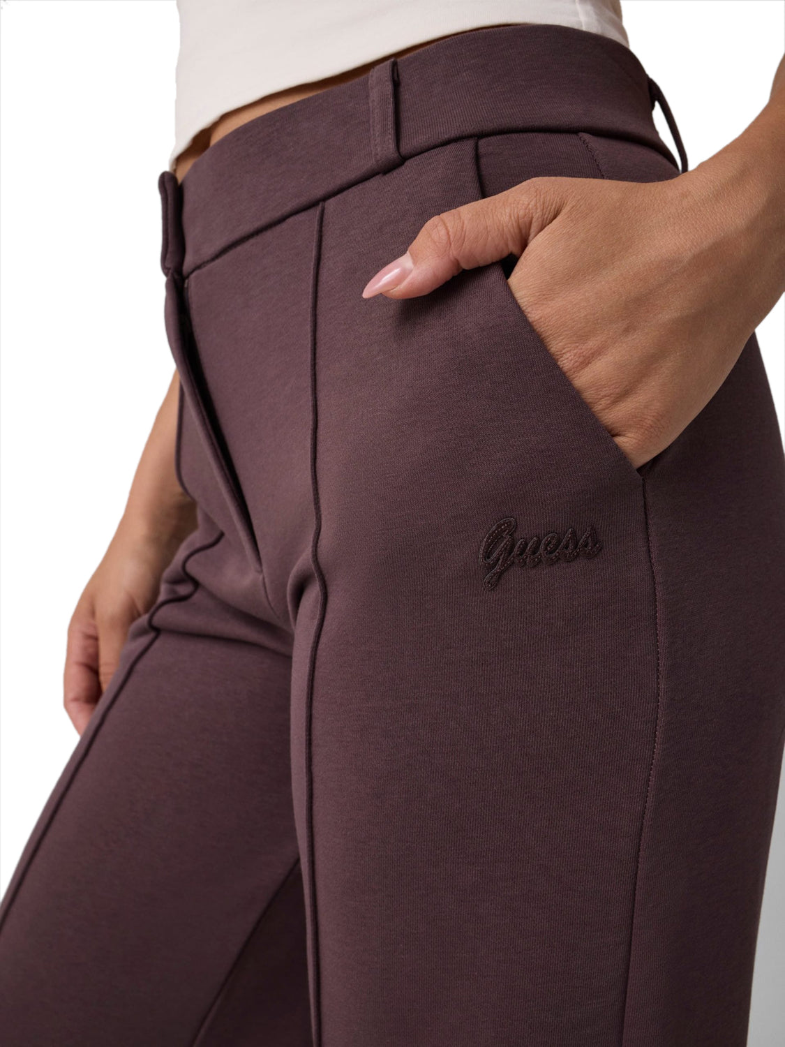 GUESS ATHLEISURE 1 USCITA Guess Pantalone Dione Wide Leg Cherry Brown Cherry Brown