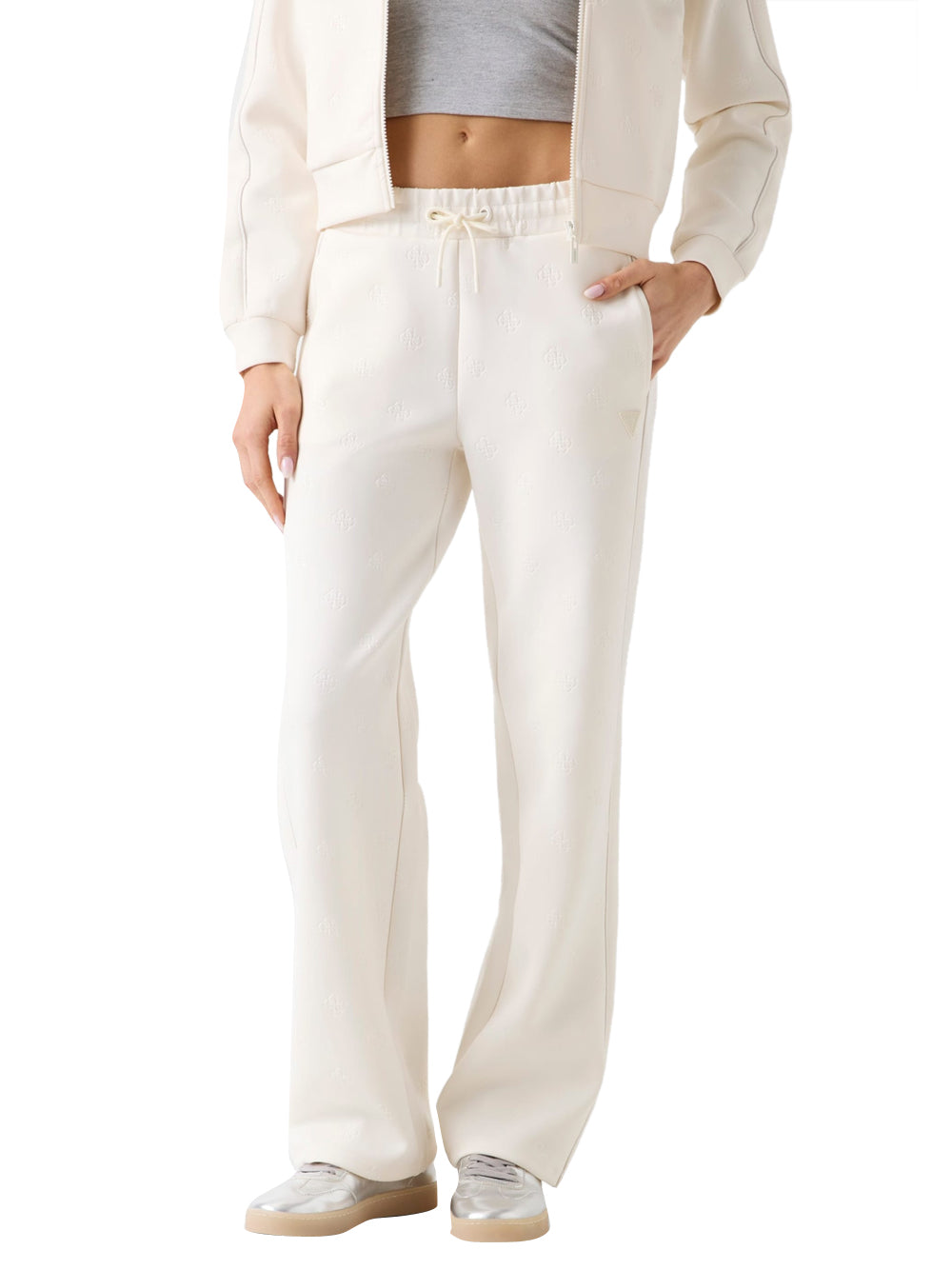 GUESS ATHLEISURE 1 USCITA Guess Pantalone Tuta Con Logo 4G - Avorio Avorio