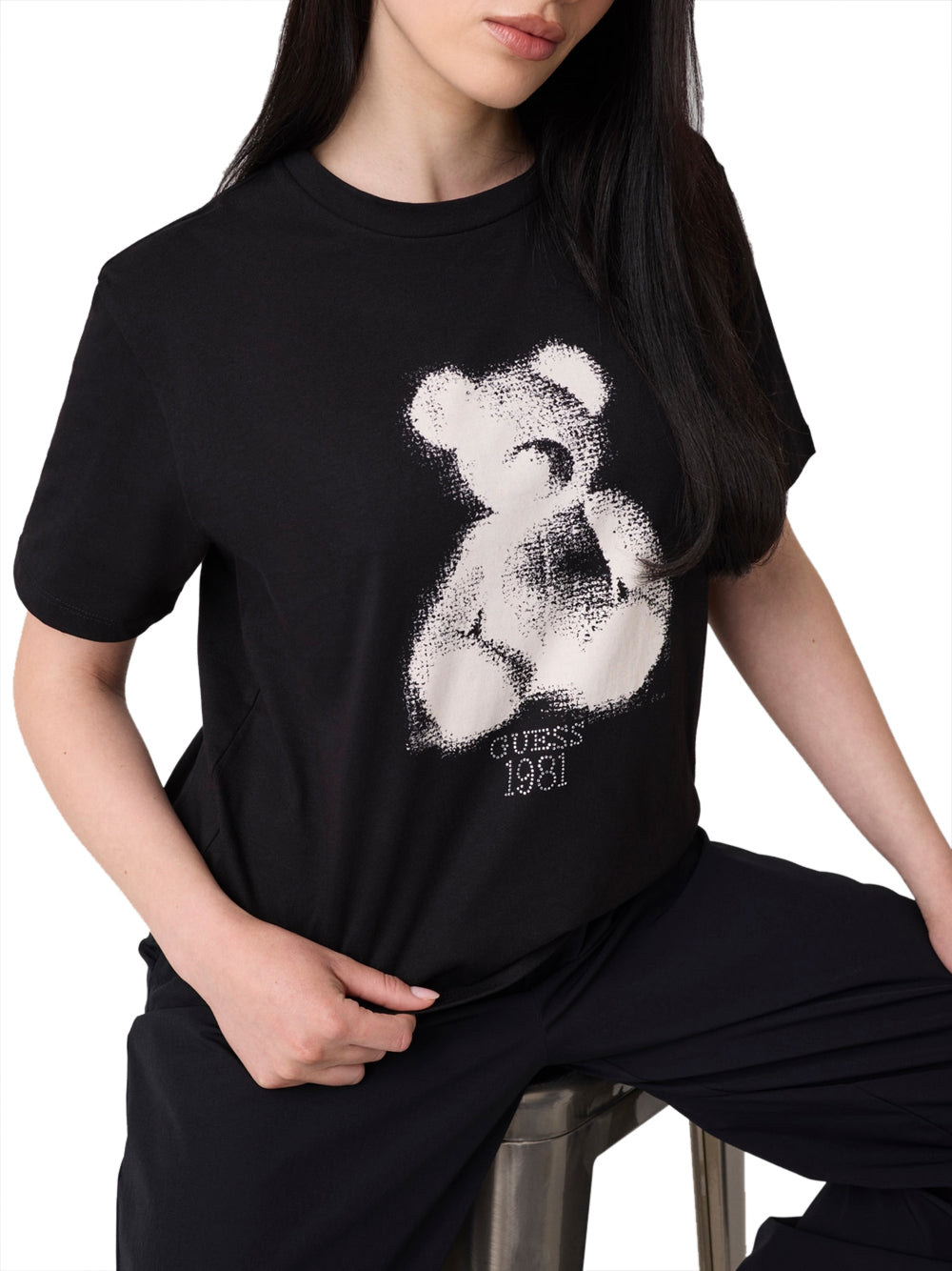 GUESS ATHLEISURE 1 USCITA Guess T-Shirt Bear - Nero Jet Black A996