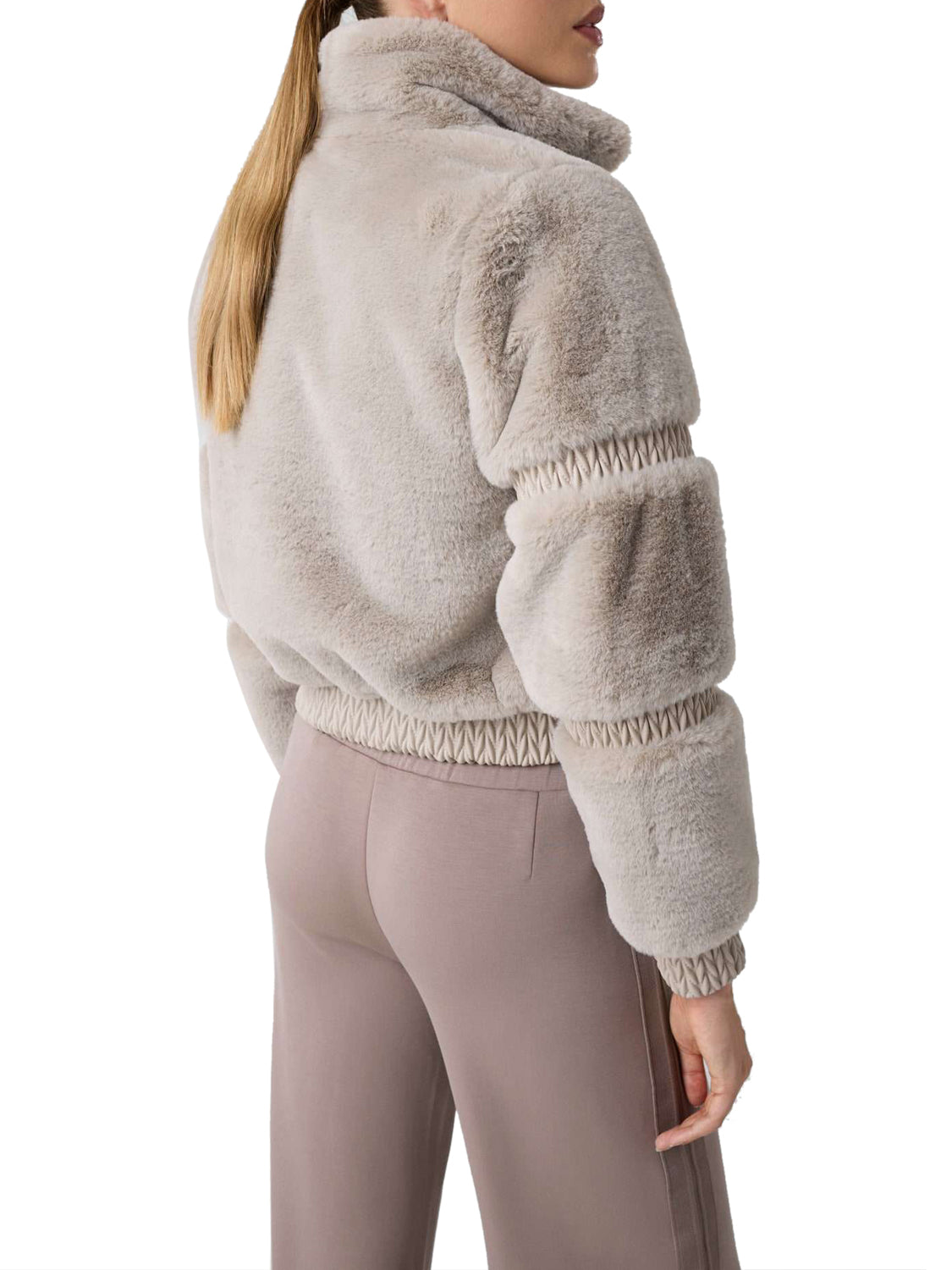GUESS ATHLEISURE 2 USCITA Guess Giacca Carla Faux Fur High Neck - Beige Stonesand