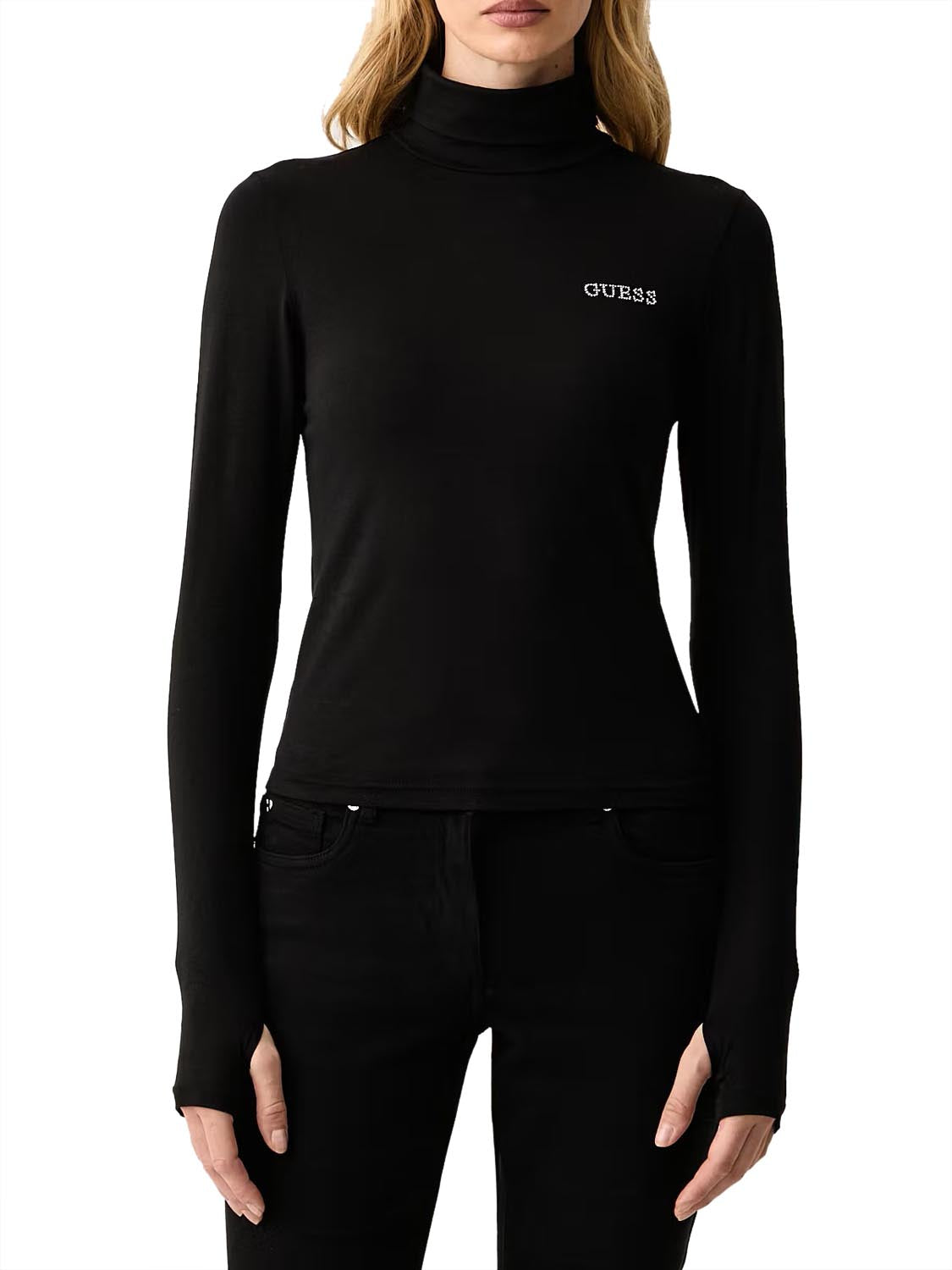 Guess Maglia a Collo Alto Greta Guess - Nero Jet Black A996