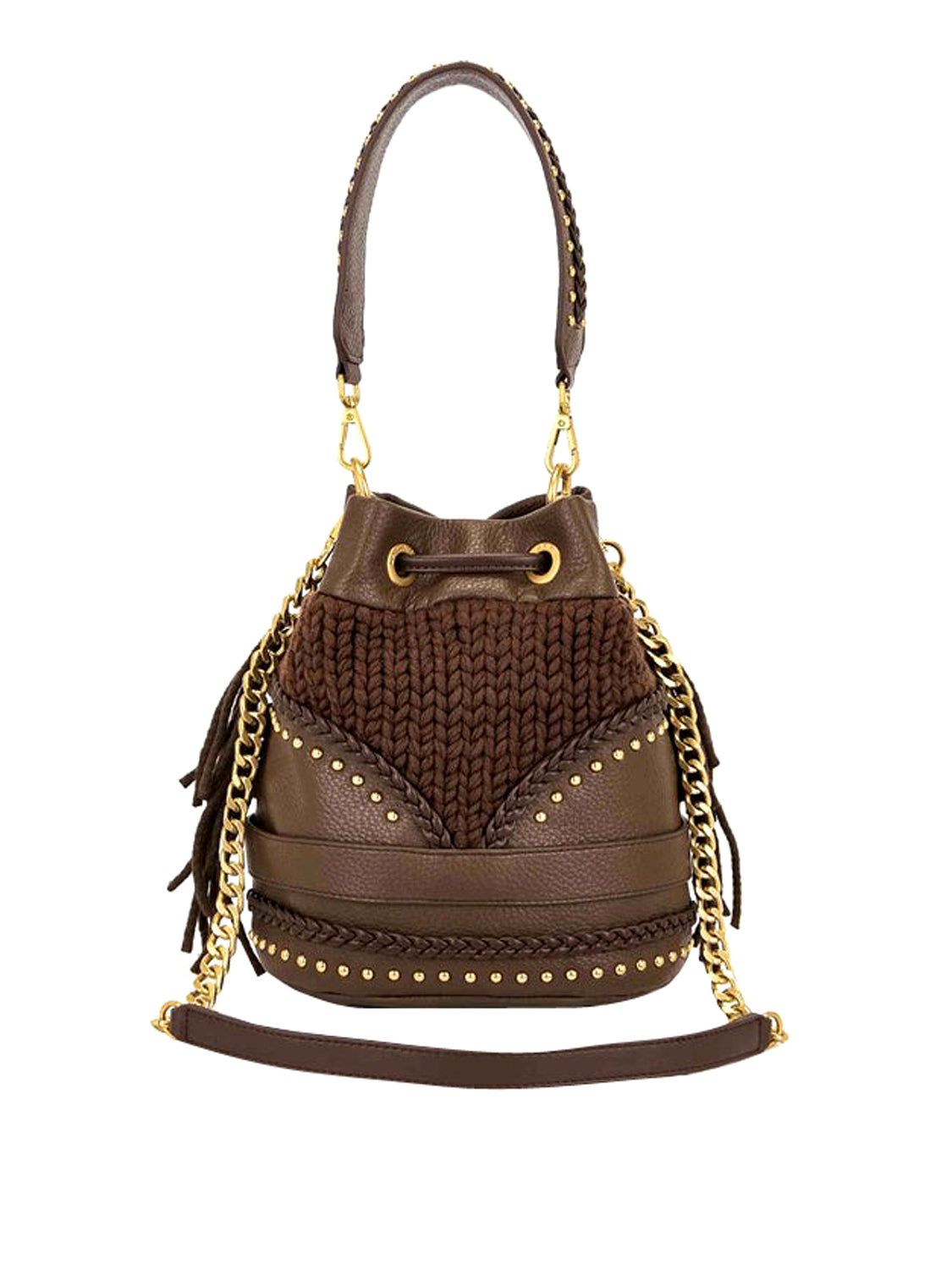 LA CARRIE Borsa Montgomery Bucket Pu Leather+Wool La Carrie - Marrone BLACK
