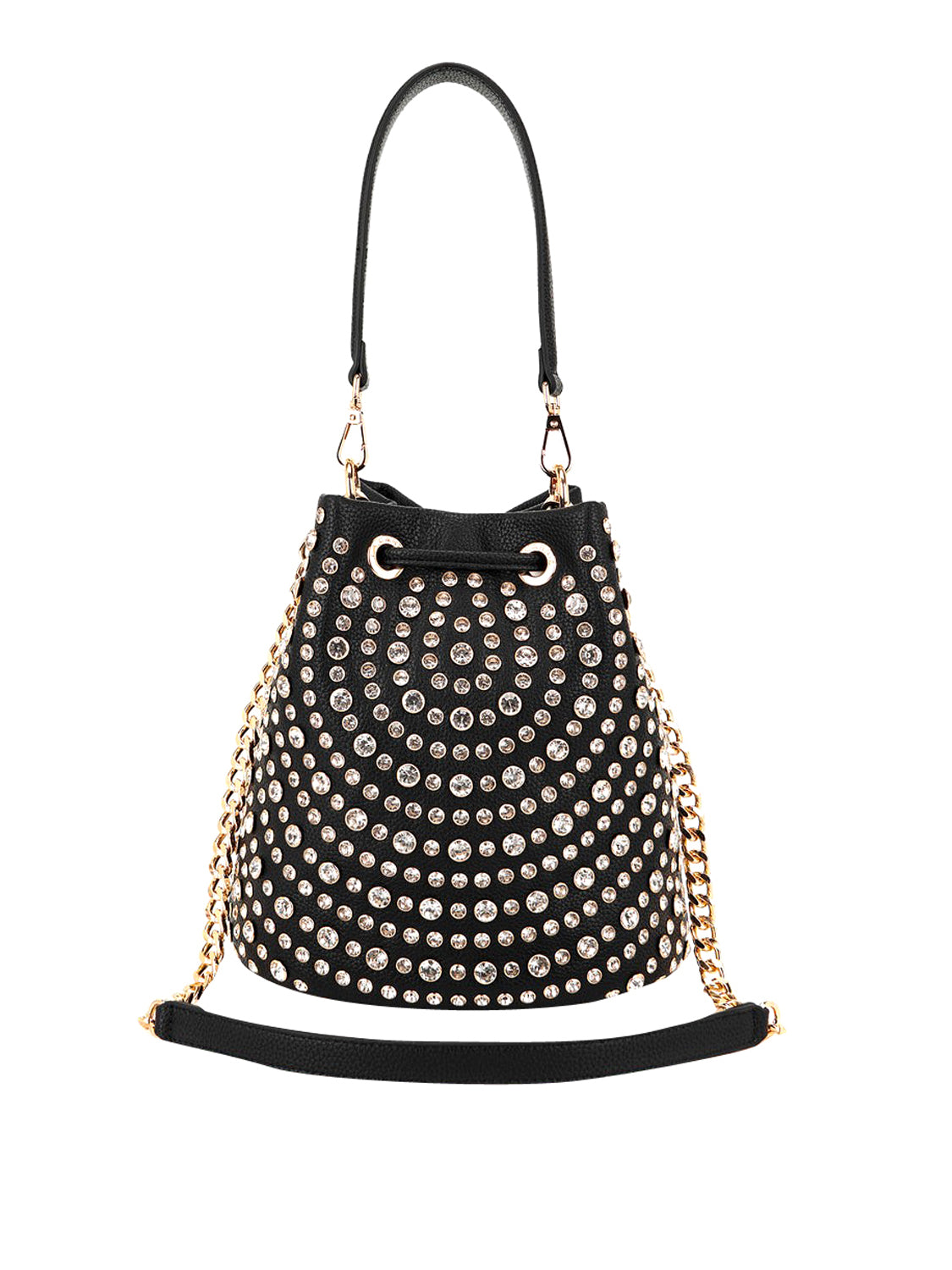LA CARRIE Borsa Andromeda Bucket Tumbled Pu Leather La Carrie - Ner/Crystal Black/Crystal