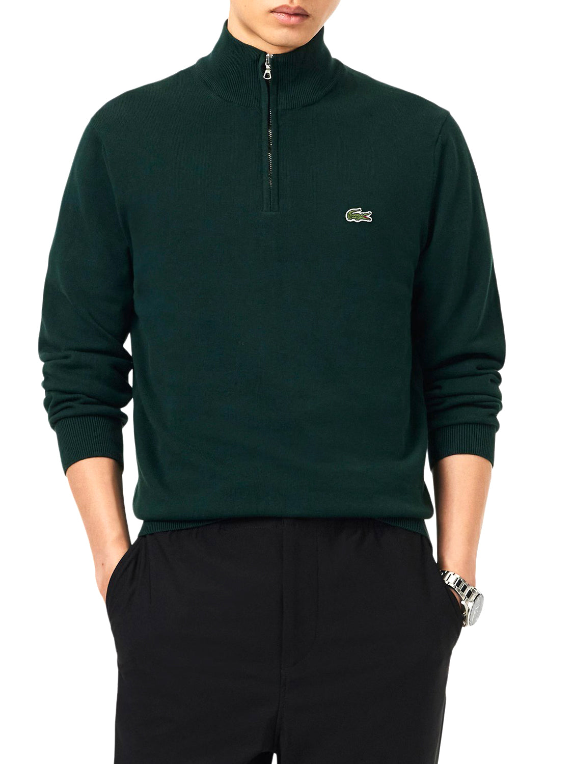 LACOSTE Lacoste Maglione Collo Alto Logo Frontale Verde Verde