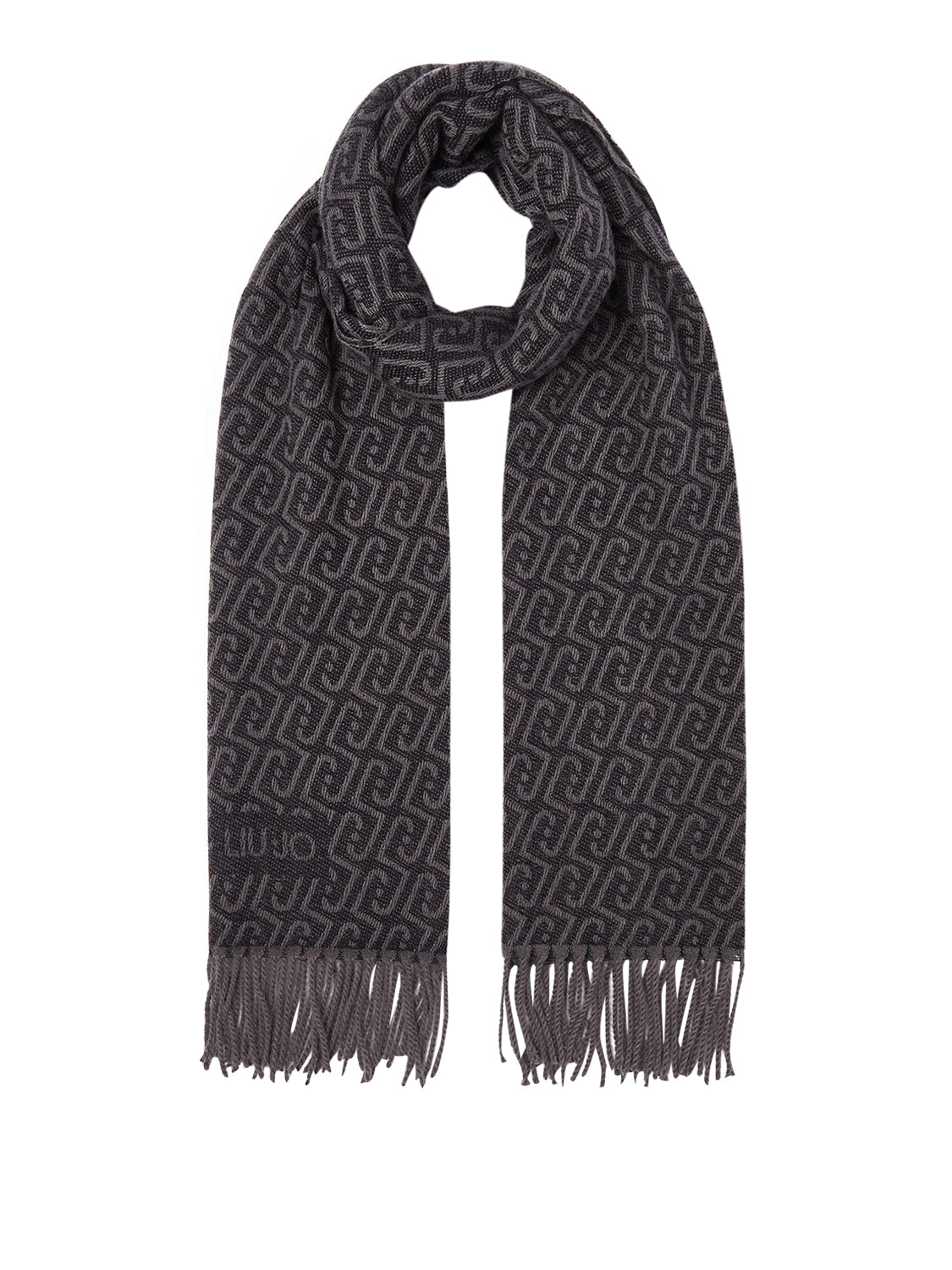 LIU JO SOFT1 Sciarpa Con Logo Monogram Liu Jo - Antracite NERO/ANTRACITE