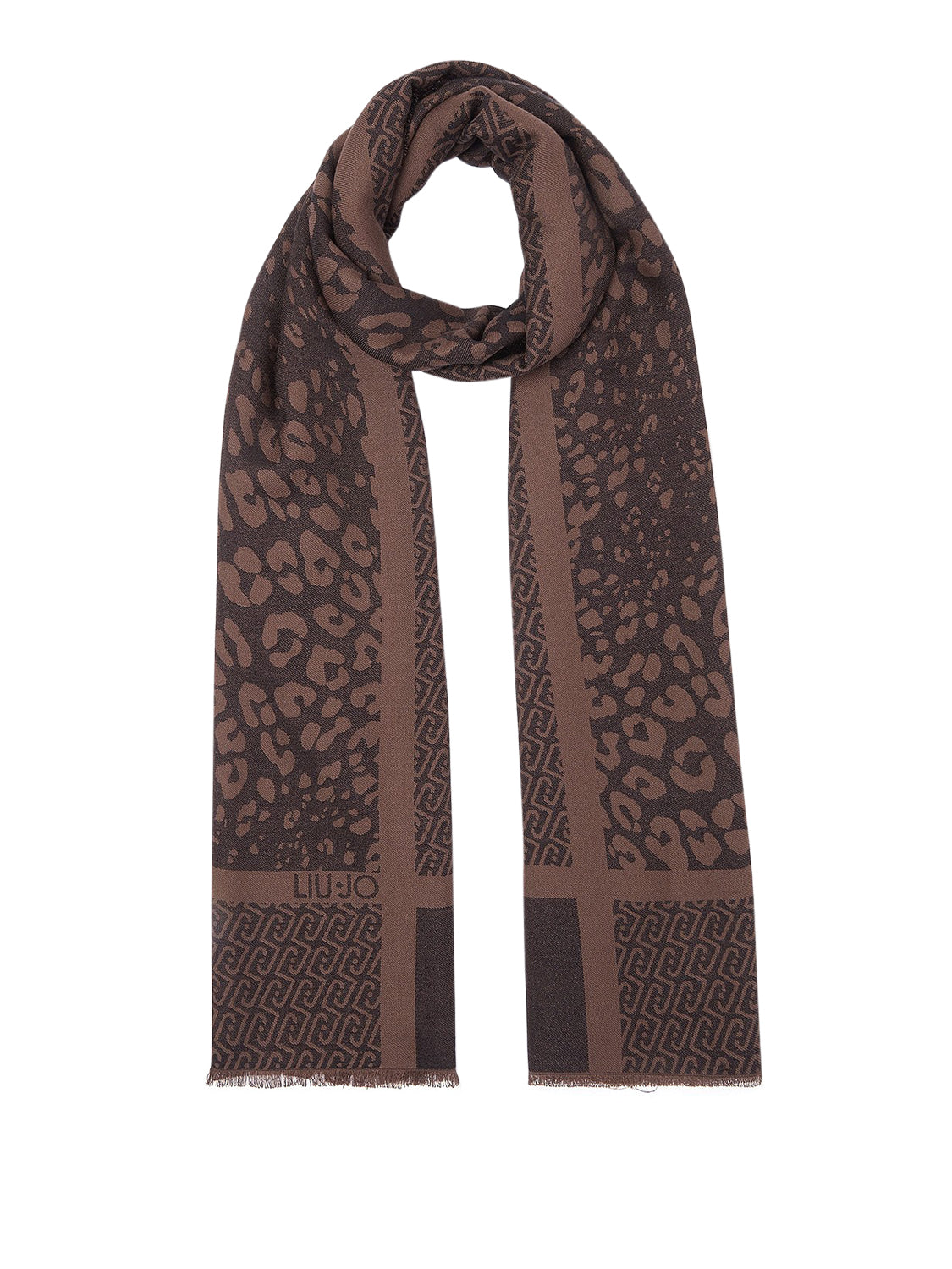 LIU JO SOFT1 Sciarpa Jacquard Con Stampa Animalier - Nero BLACK