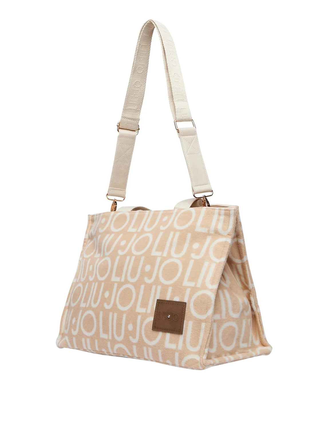 LIU JO SOFT1 Borsa Tote Grande In Tessuto Check Liu Jo - Beige Naturale