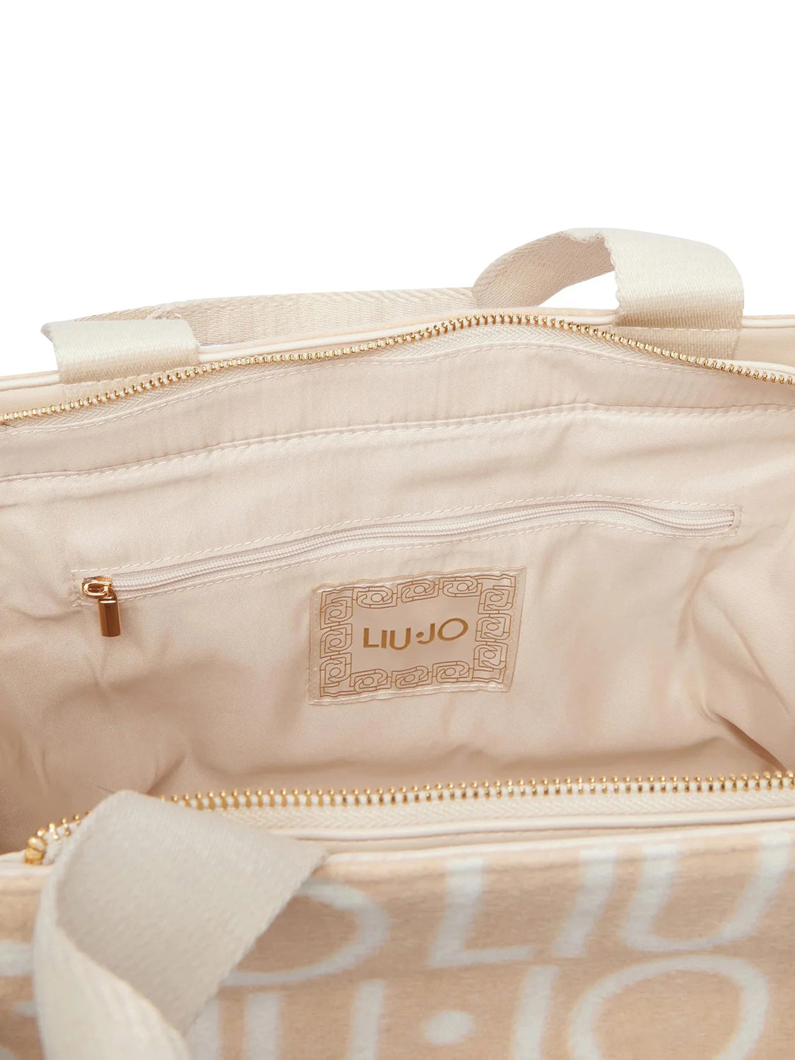 LIU JO SOFT1 Borsa Tote Grande In Tessuto Check Liu Jo - Beige Naturale