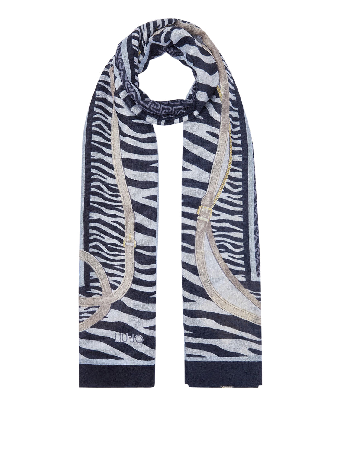 LIU JO SOFT1 Sciarpa Animalier Con Cinturini Liu Jo - Blu MIDNIGHT
